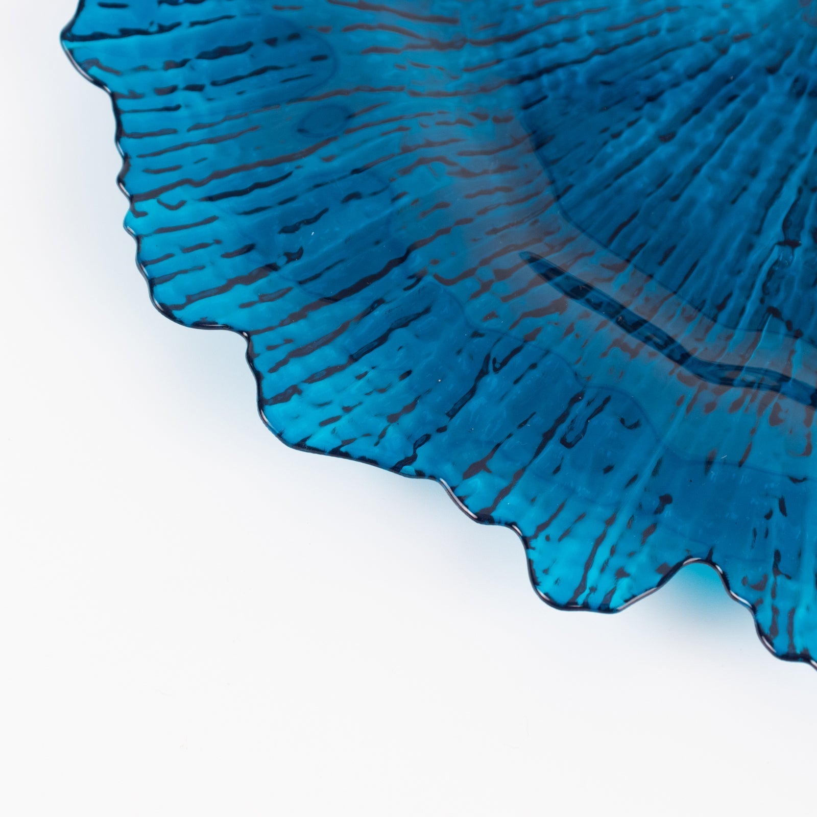 6-Pack Acrylic Plastic Round Charger Plates 13" in Transparent Navy Blue with Reef Design, Dinner Charger Tableware