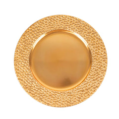 6-Pack Acrylic Round Charger Plates 13" in Metallic Gold with Hammered Rim, Plastic Decorative Dinner Party Charger Tableware