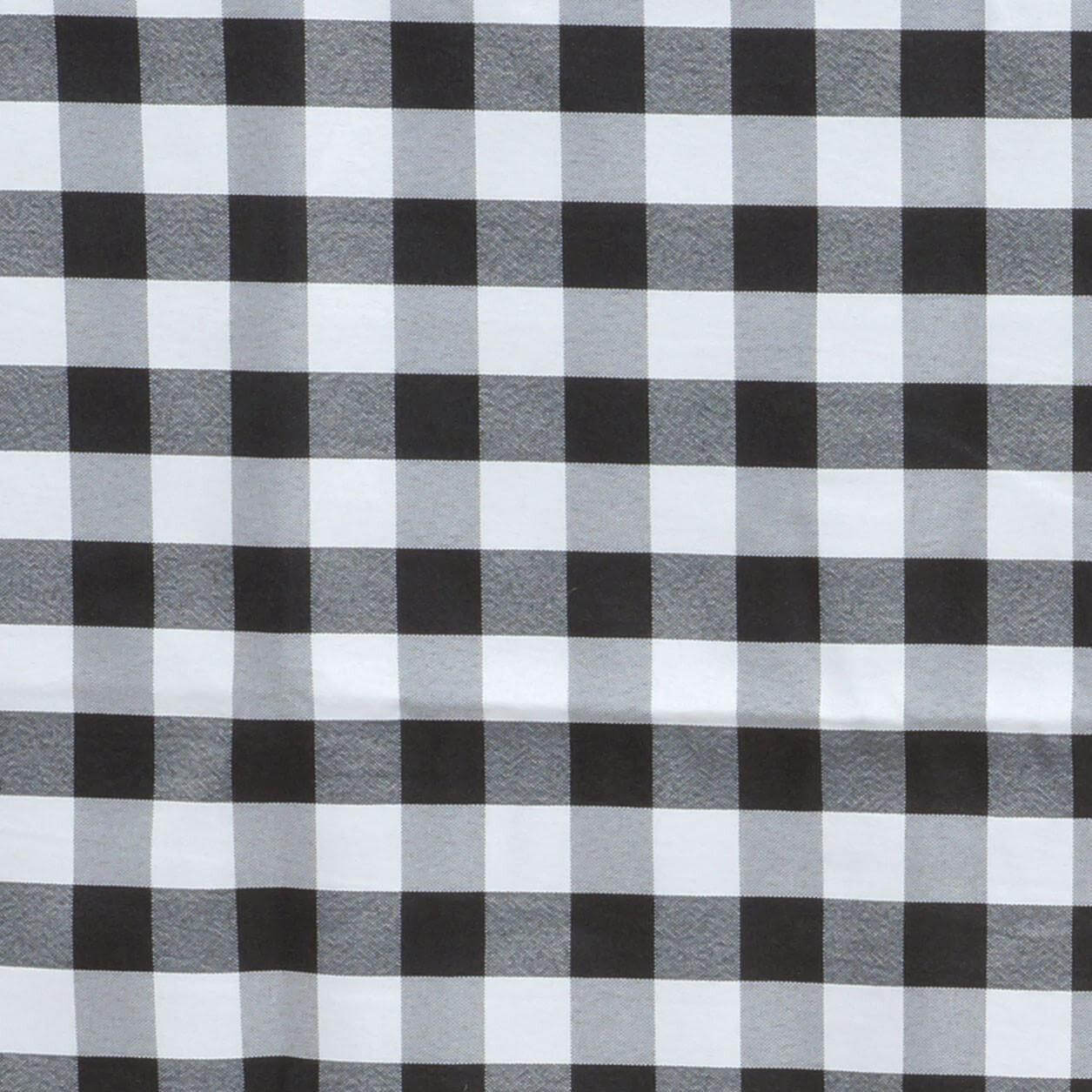 Polyester 60"x126" Rectangle Tablecloth White/Black - Stylish Checkered Buffalo Plaid Design for Farmhouse Themes