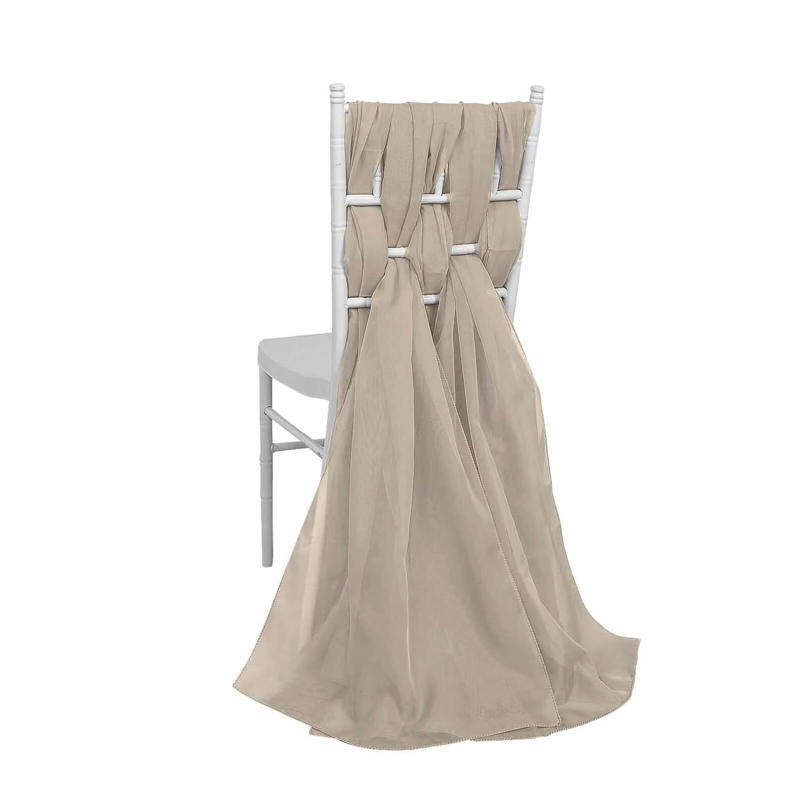 5 Pack Natural DIY Designer Chiffon Chair Sashes - 22"x78"
