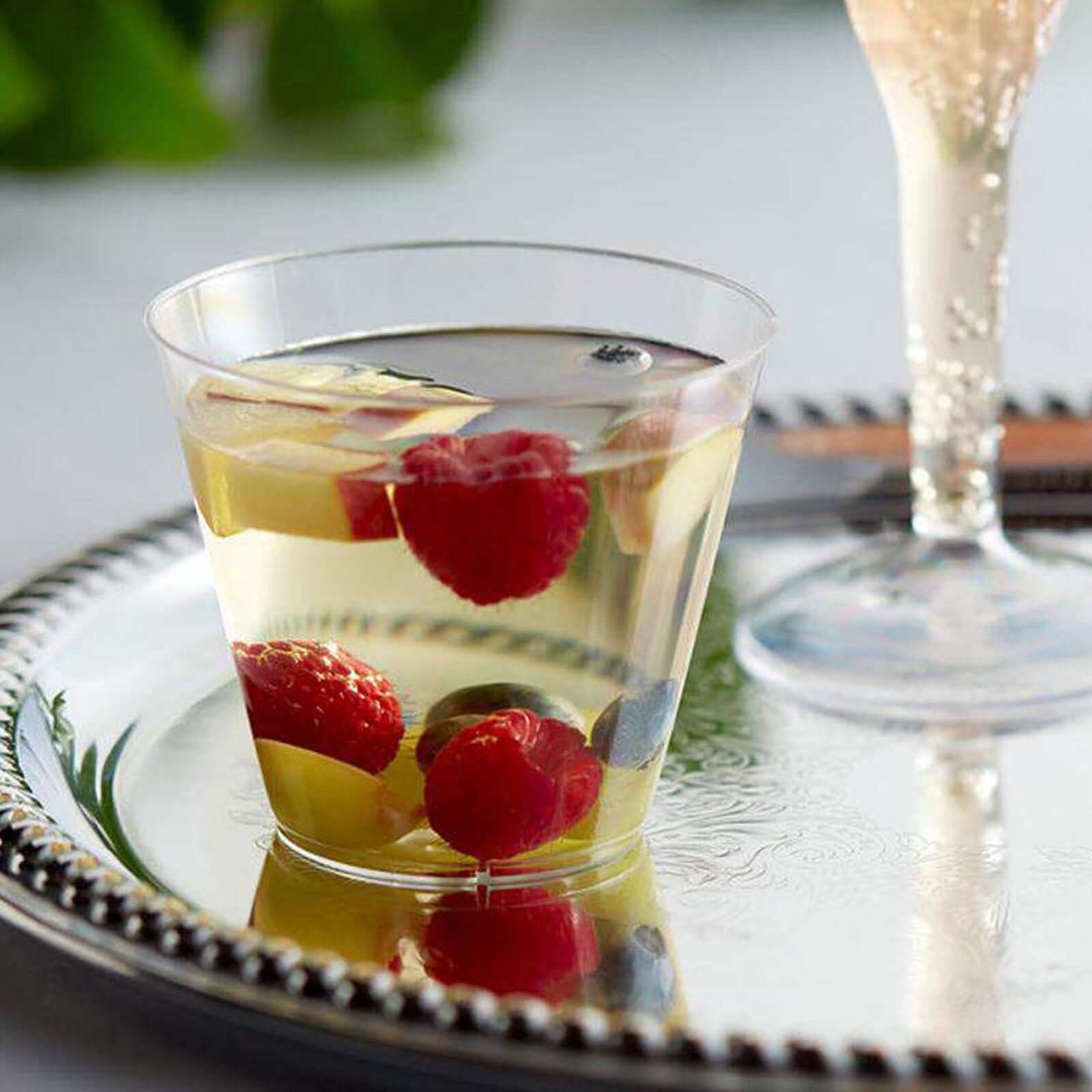 25-Pack Plastic Party Cups Clear Crystal - Stylish Short Disposable Glasses 9oz