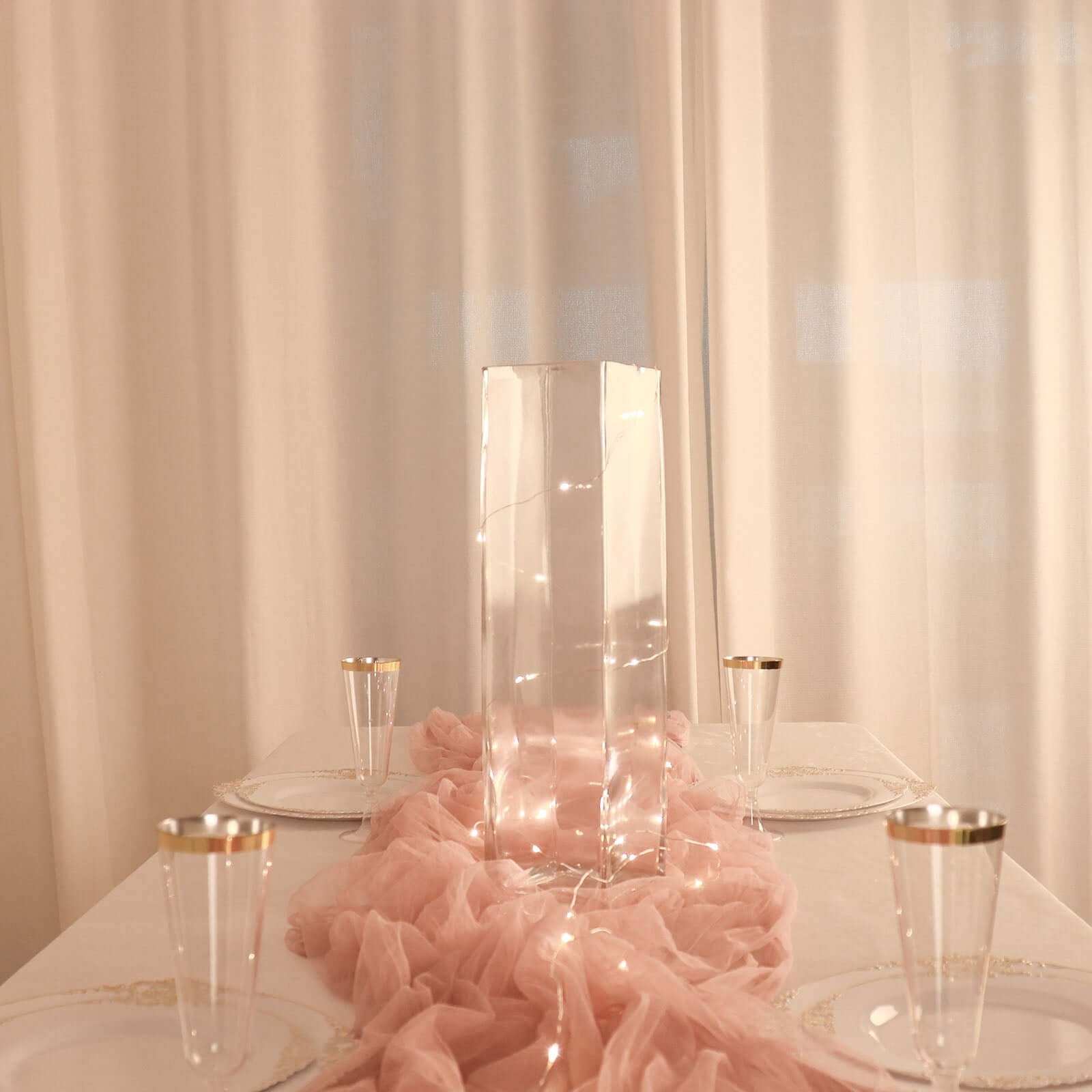 6-Pack Glass Cylinder Vases Square Clear - Durable Heavy Duty Floral Centerpieces for Weddings 16"