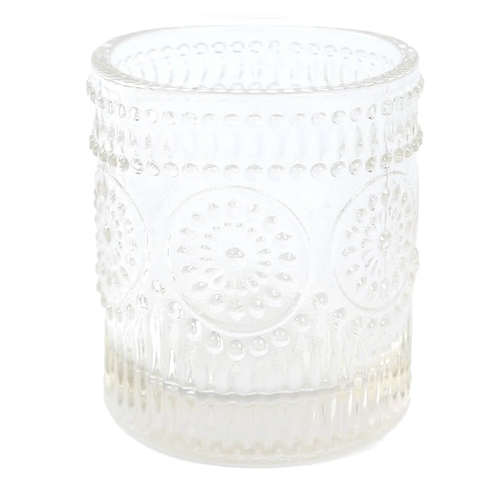 6-Pack Clear Glass Votive Tealight Holders - Stylish Primrose Design for Weddings & Décor