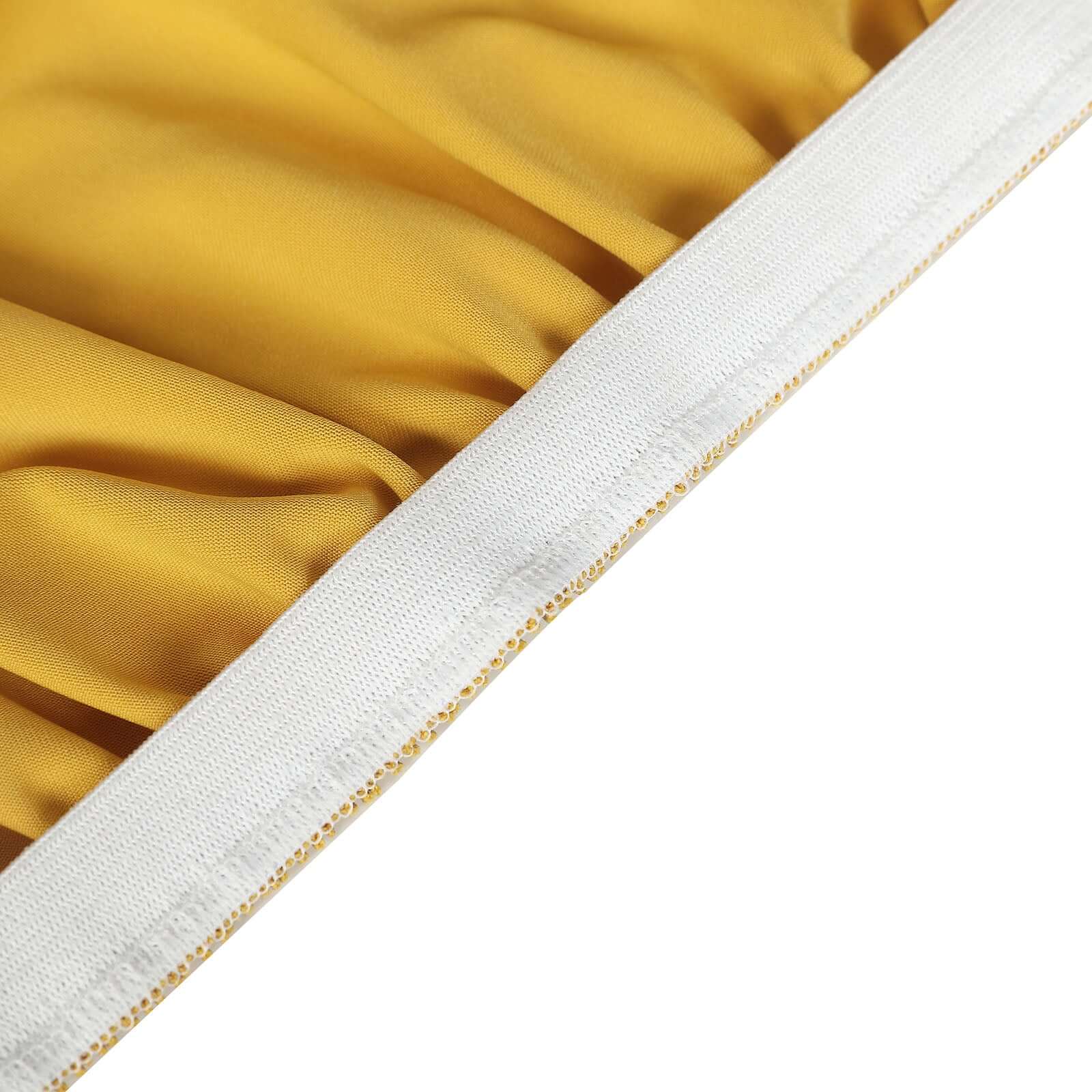 Spandex Cocktail Table Top Cover Fitted Metallic Gold - Stretchy & Wrinkle Free Topper for Weddings & Events