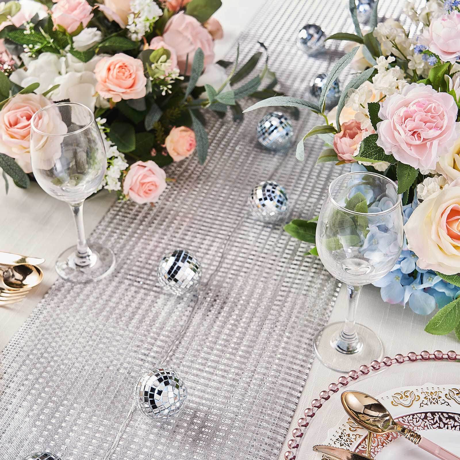 10 LED String Light Garland Silver Disco Mirror Ball Cool White - Battery Operated Decorative Lighting 6ft