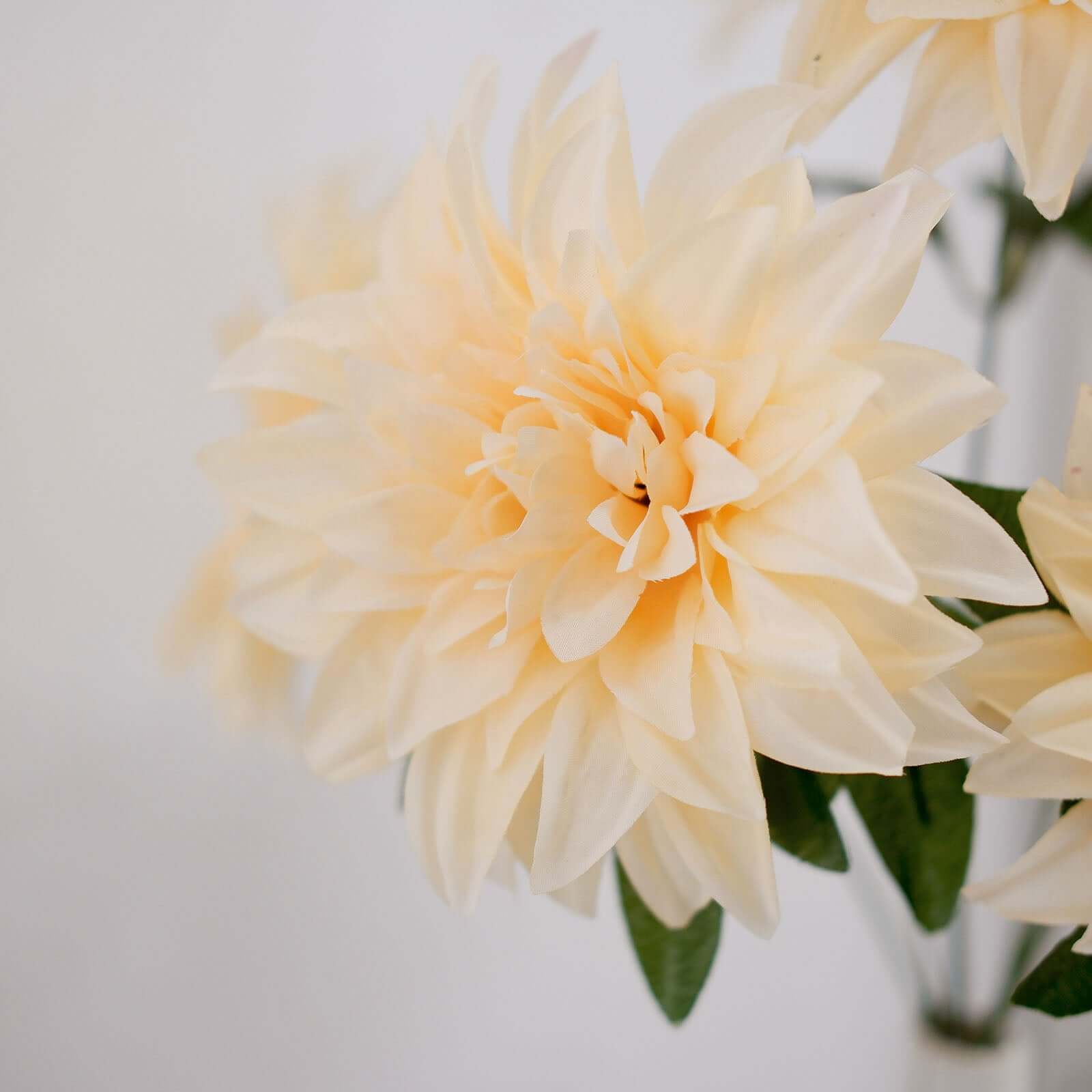 2 Bushes 20" Cream Large Head Artificial Dahlia Bouquet, Silk Bridal Flower Decorations