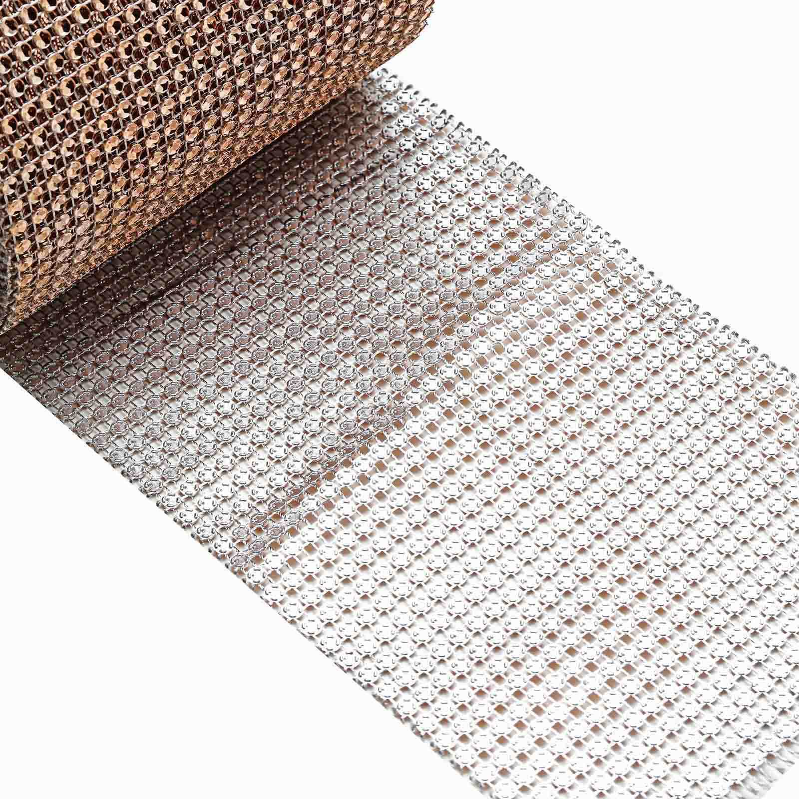 5"x10 Yards Shiny Champagne Diamond Rhinestone Ribbon Wrap Roll, DIY Craft Decor
