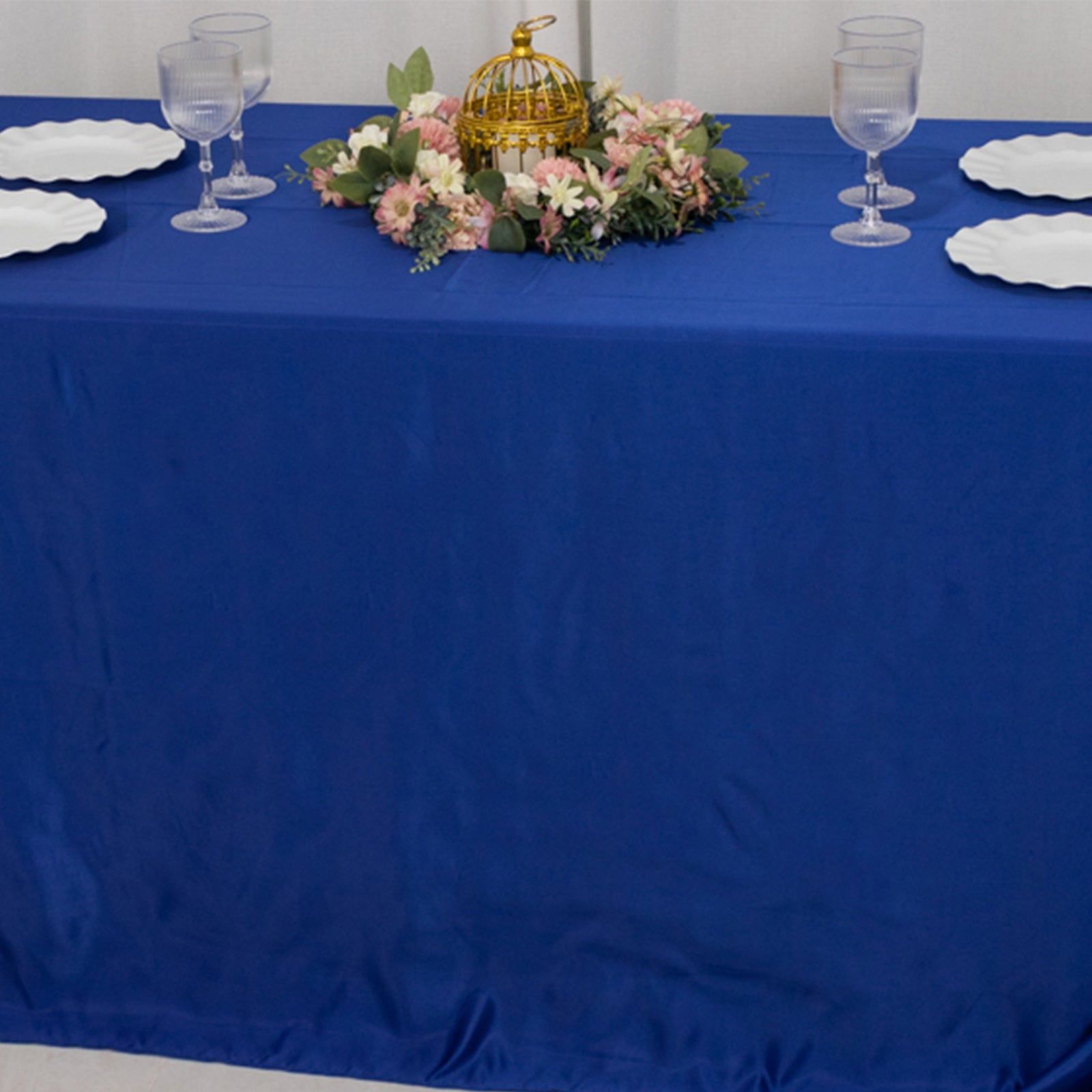 Lamour Satin 90"x132" Rectangle Tablecloth Royal Blue - Soft & Silk-Like Seamless Table Cover