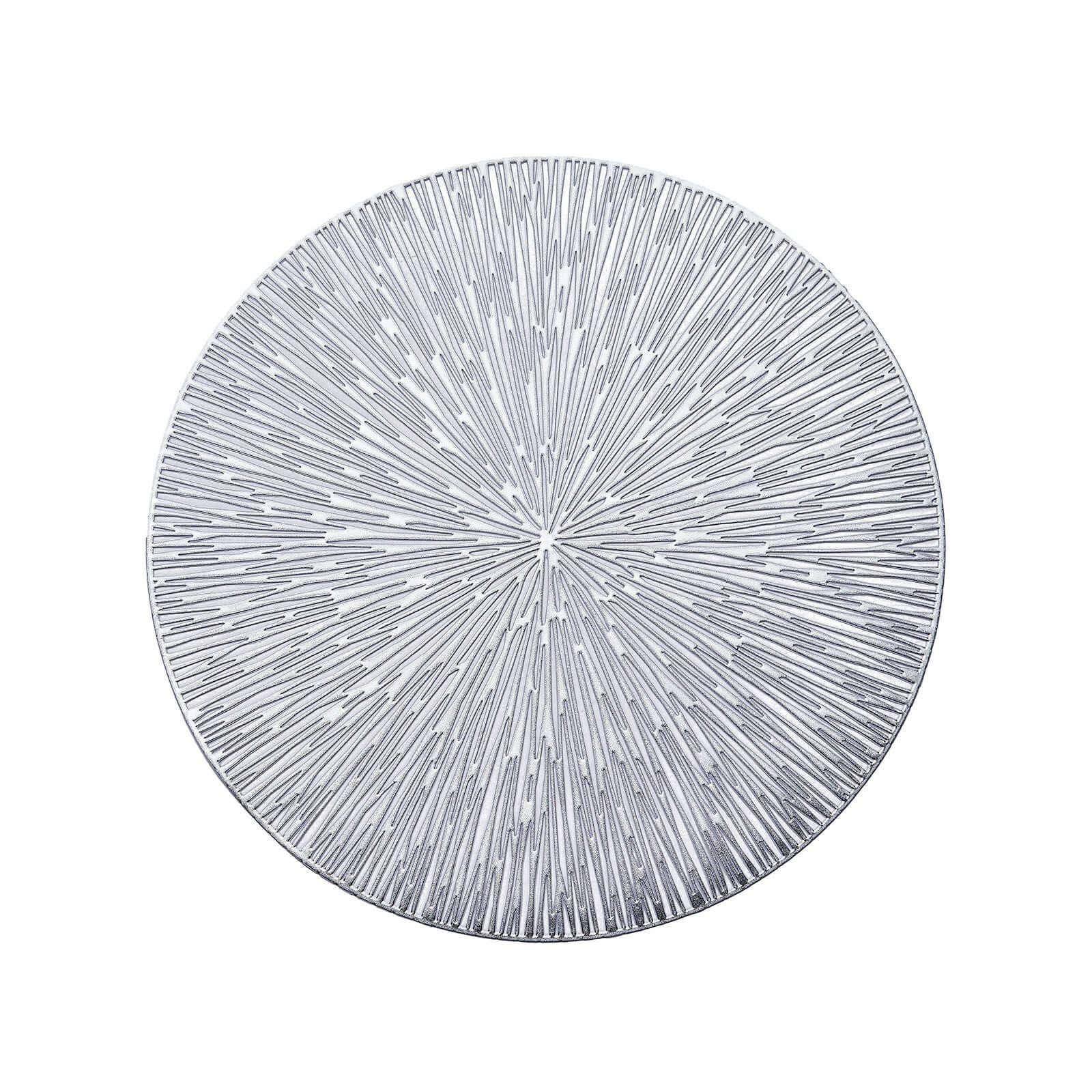 6-Pack Dining Table Mats Spiked Design Silver - Vinyl Non-Slip Surface with Modern Appeal 15"