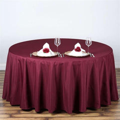 Polyester 108" Round Tablecloth Burgundy - Wrinkle-Resistant Table Cover