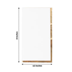 50-Pack Paper Dinner Napkins White with Gold Foil Edge 2 Ply - Stylish Disposable Napkins for Parties