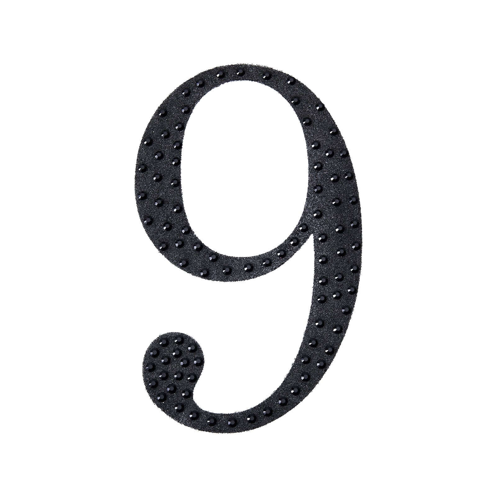 Decorative Rhinestone Number "9" Stickers, Glitter Adhesive Craft Numbers Black DIY Sparkle Embellishments 8"