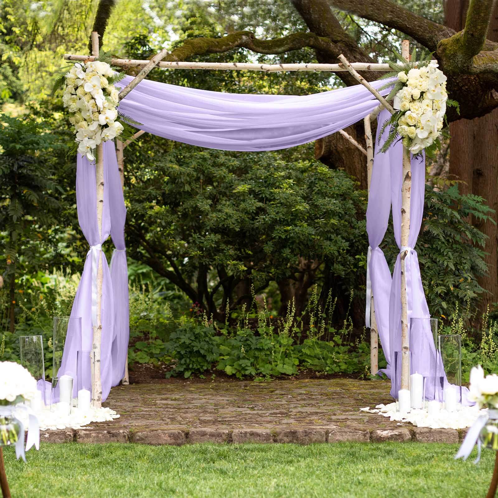 5ftx14ft Lavender Lilac Chiffon Curtain Panel, Durable Flame Resistant Backdrop Ceiling Drapery With Rod Pocket