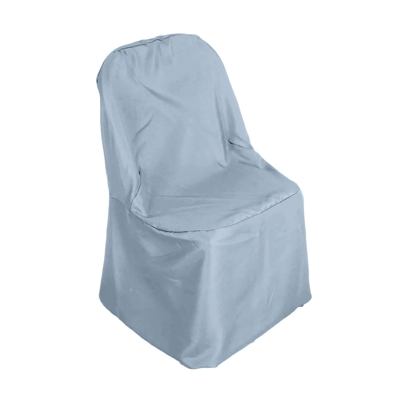 Polyester Slip On Folding Chair Covers Dusty Blue - Stain-Resistant Reusable Durable Fabric