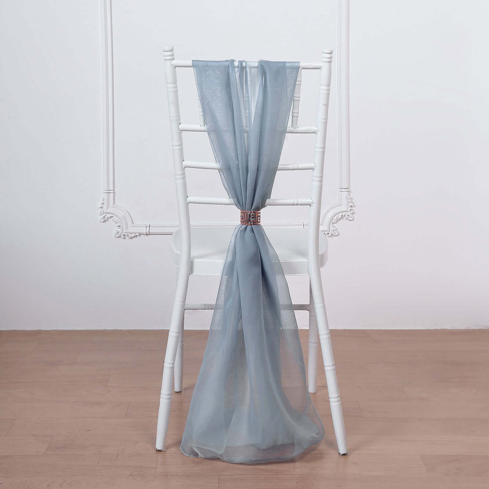 5 Pack Chiffon Chair Sashes Dusty Blue - Soft & Lightweight Designer Chair Bows 22"x78"