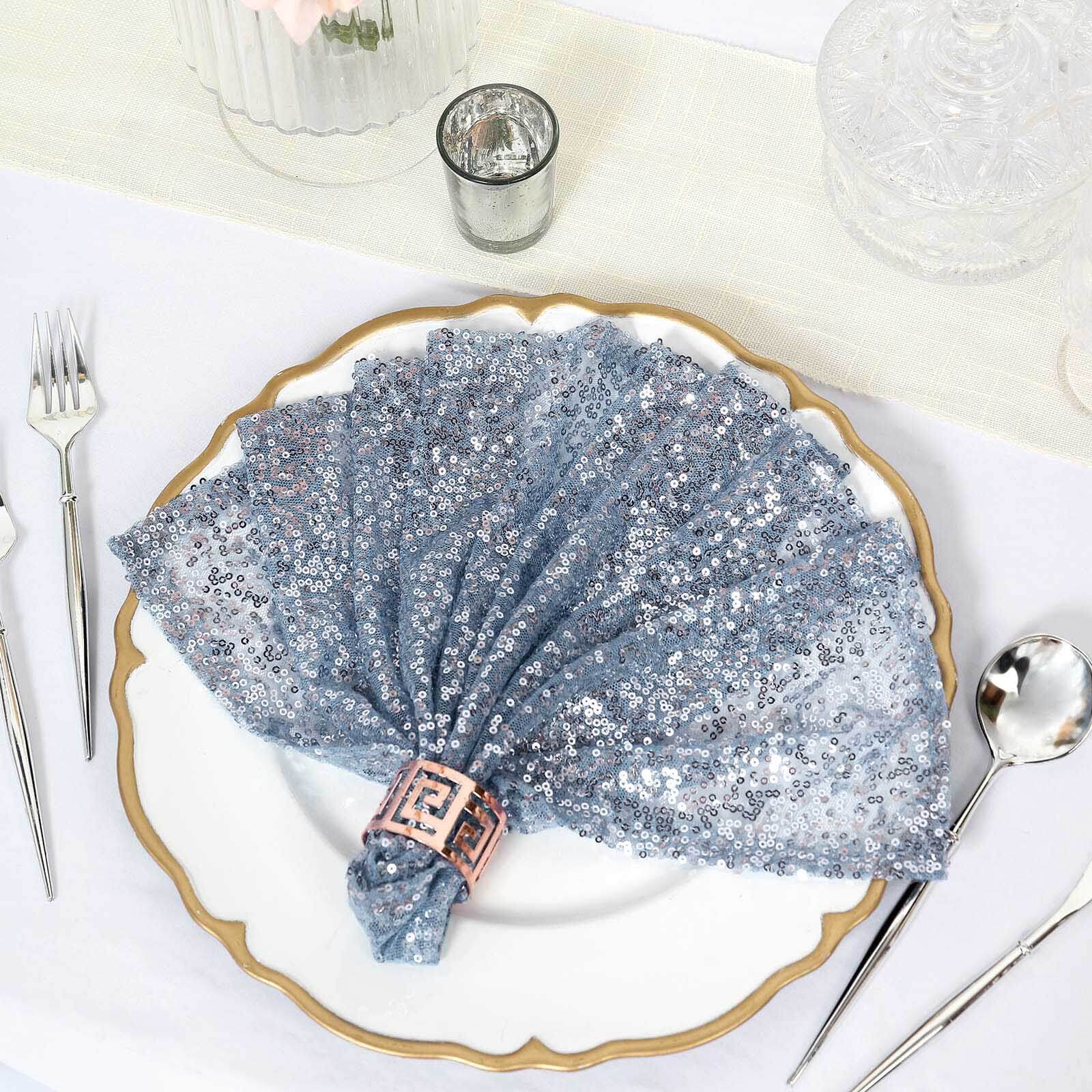 Sequin 20"x20" Napkin Dusty Blue - Shimmering Dinner Napkin