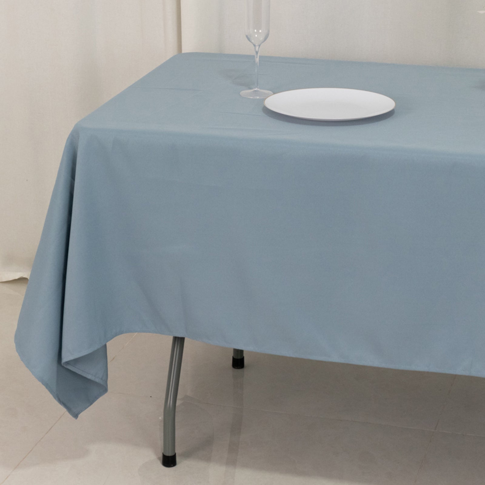 Premium Polyester 60"x102" Rectangle Tablecloth Dusty Blue - Durable 220GSM Wrinkle-Resistant Table Cover
