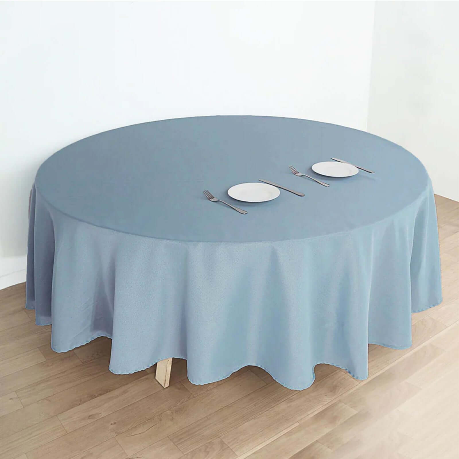 Polyester 90" Round Tablecloth Dusty Blue - Stain & Wrinkle-Resistant Table Cover