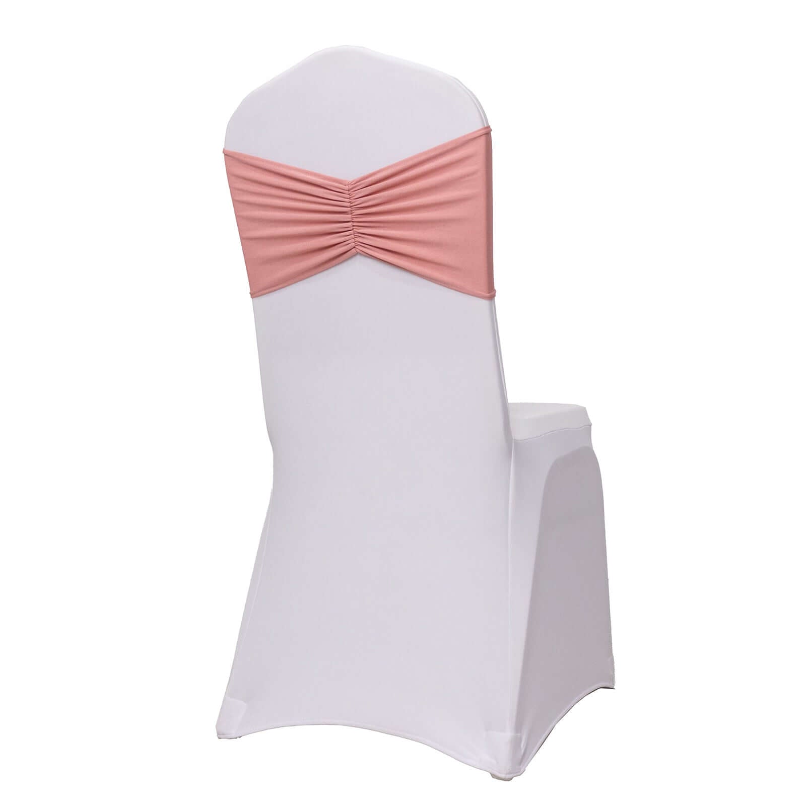 5 Pack Spandex Chair Sashes Dusty Rose Ruffled Style - Wide Easy to Use Stretch Chair Bands 8"x13"