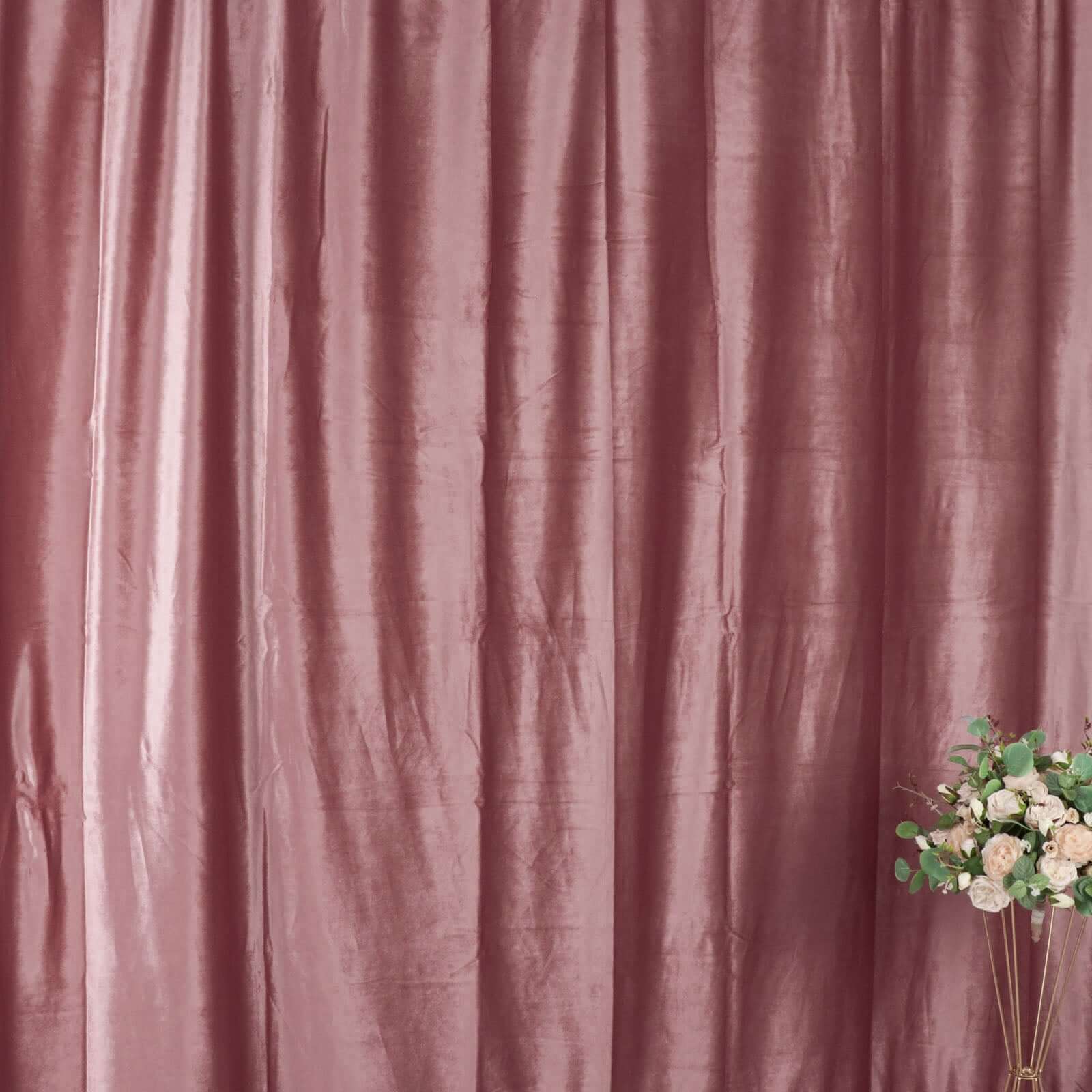 Dusty Rose Crushed Velvet Backdrop Curtain – 8ft x 8ft Event Drape with Rod Pocket, Privacy Panel for Photo Booths & Events