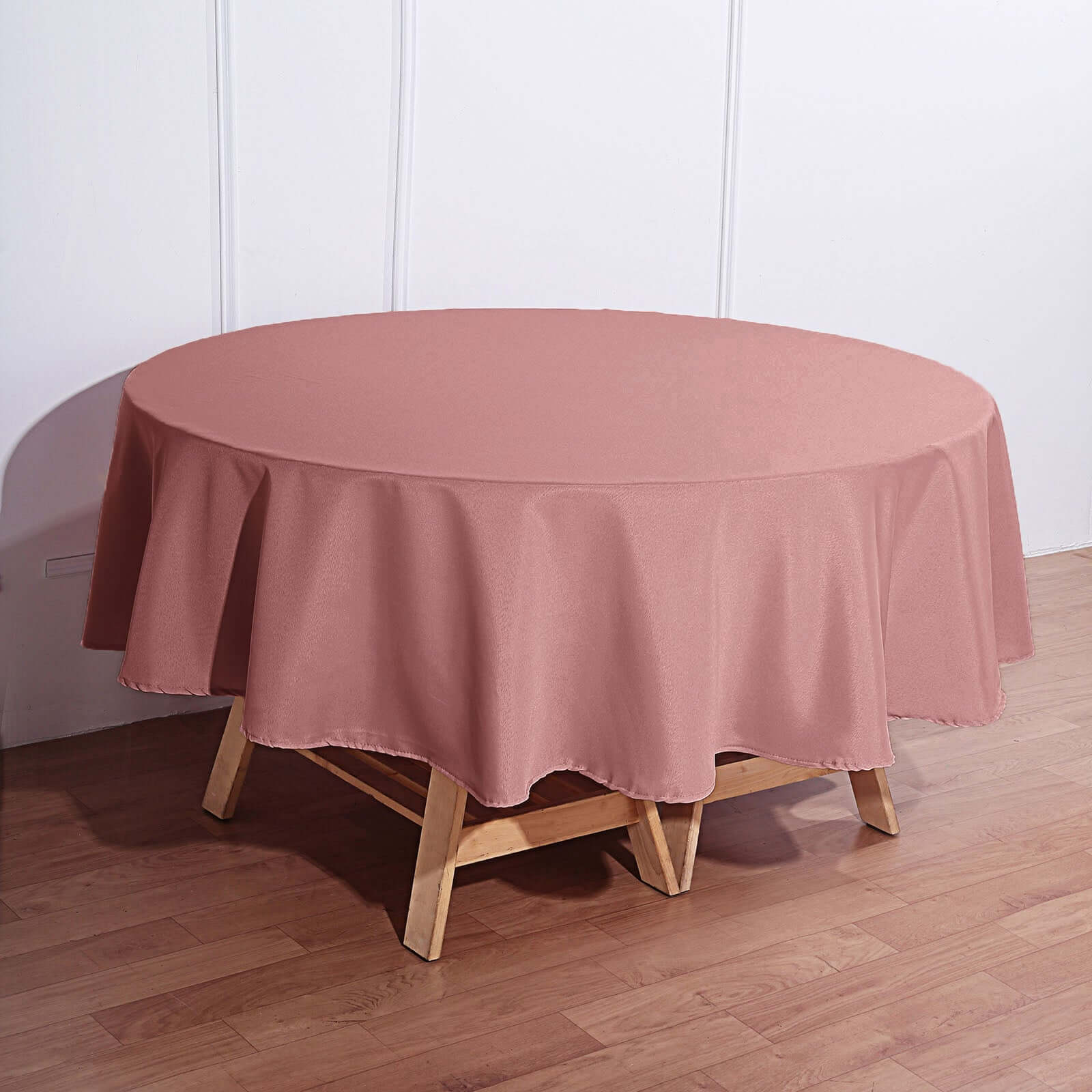 Polyester 90" Round Tablecloth Dusty Rose - Stain & Wrinkle-Resistant Table Cover