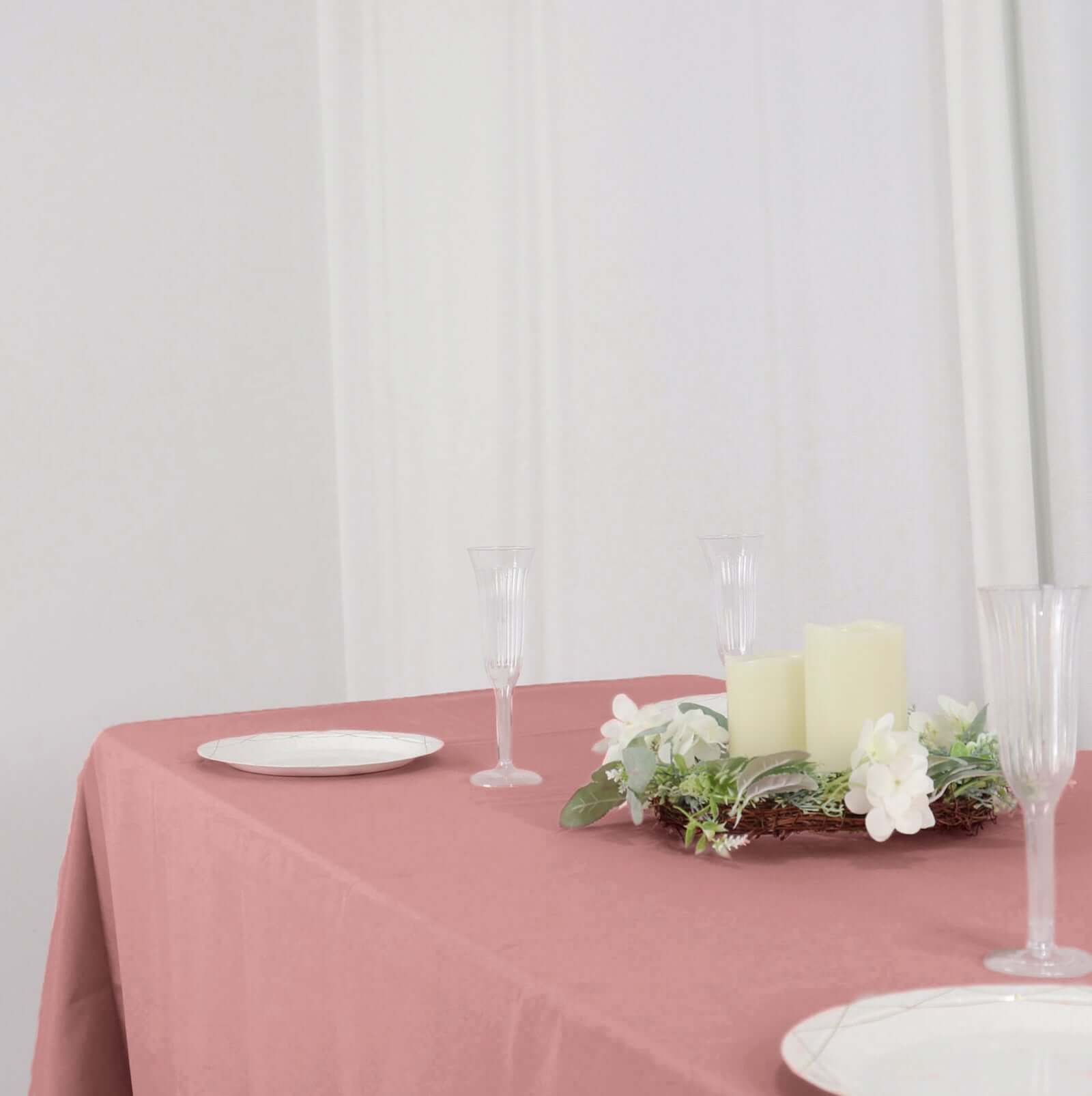 Polyester 72"x120" Rectangle Tablecloth Dusty Rose - Durable and Stylish Table Cover