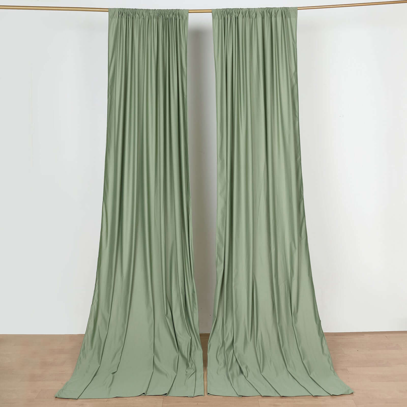2 Pack Dusty Sage Green Scuba Polyester Event Curtain Drapes, Durable Flame Resistant Backdrop Event Panels Wrinkle Free with Rod Pockets - 10ftx10ft