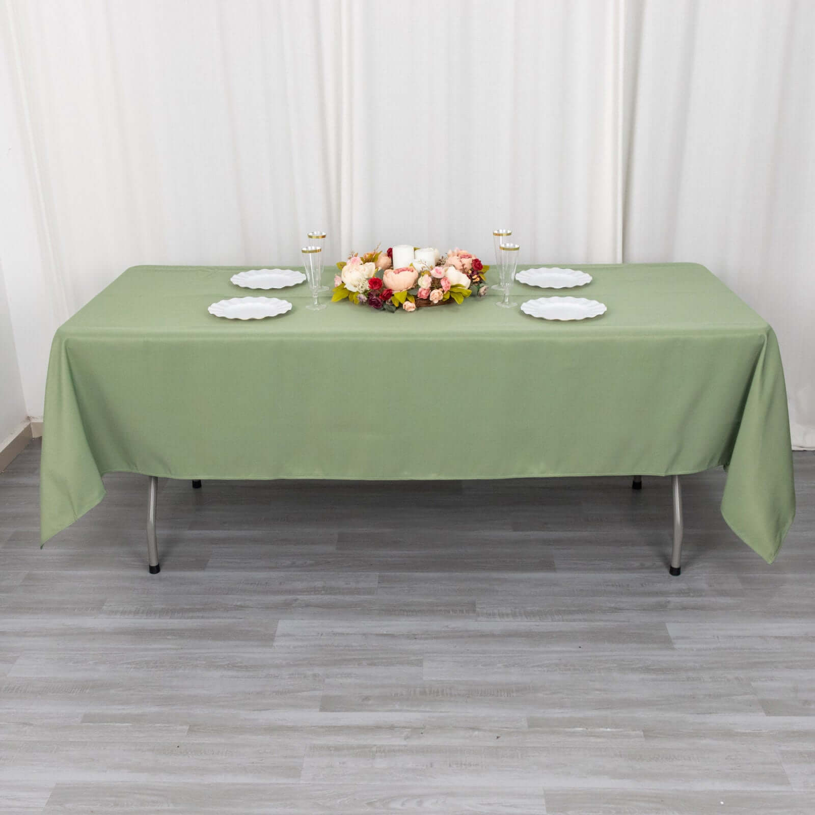 Premium Polyester 60"x102" Rectangle Tablecloth Dusty Sage Green - Durable 220GSM Wrinkle-Resistant Table Cover
