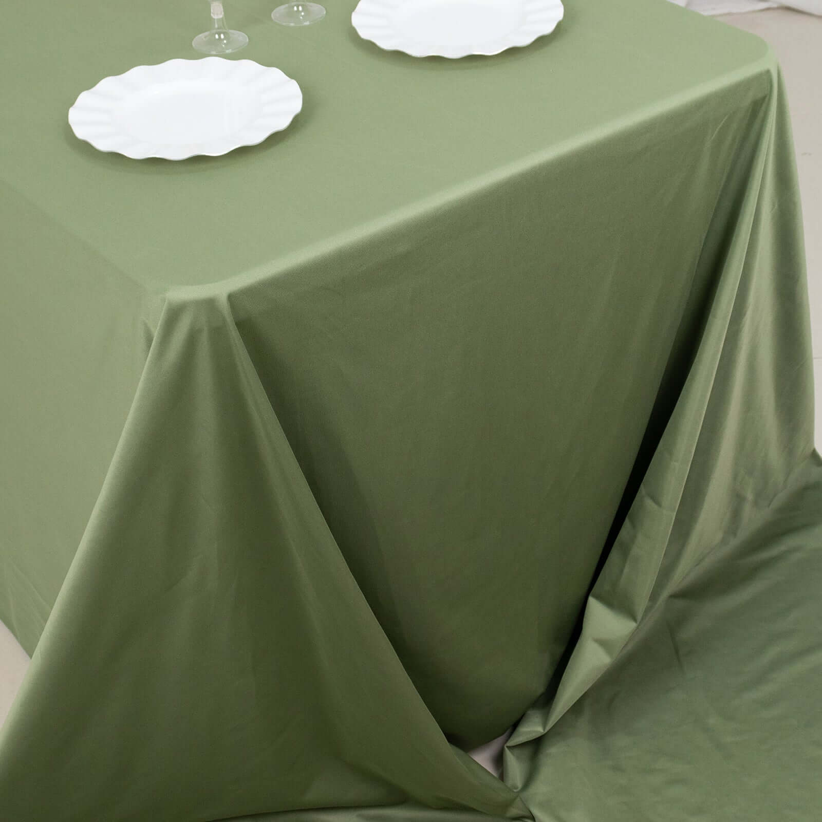 Scuba Rectangular 90"x156" Tablecloth Dusty Sage Green - Wrinkle Free, Stain Resistant & Seamless Table Cover