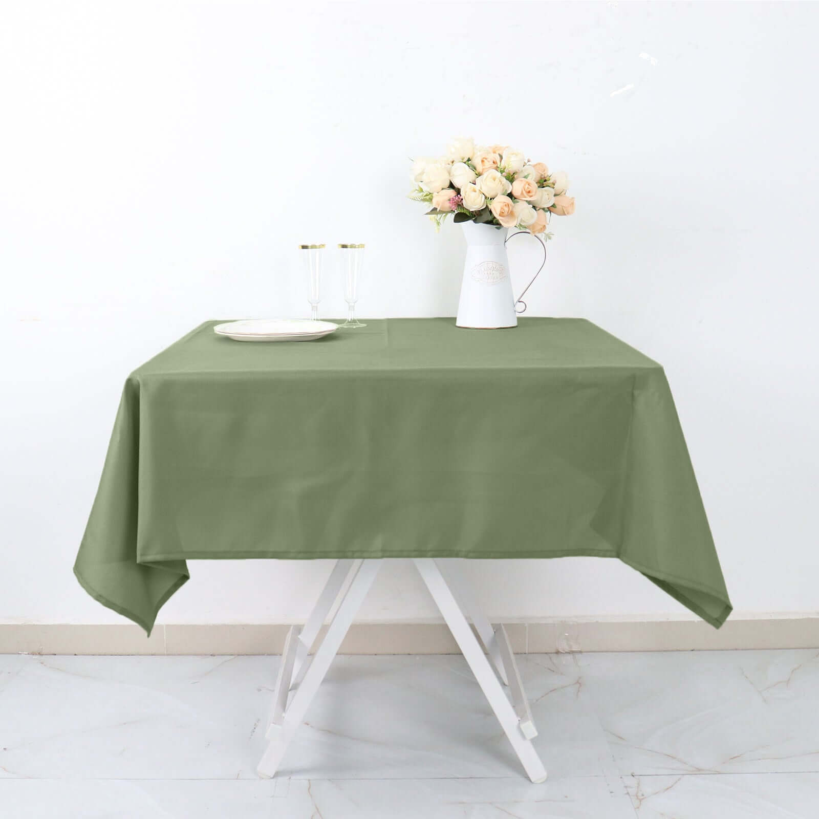Polyester Square 54"x54" Tablecloth Dusty Sage Green - Wrinkle-Resistant & Durable Table Cover