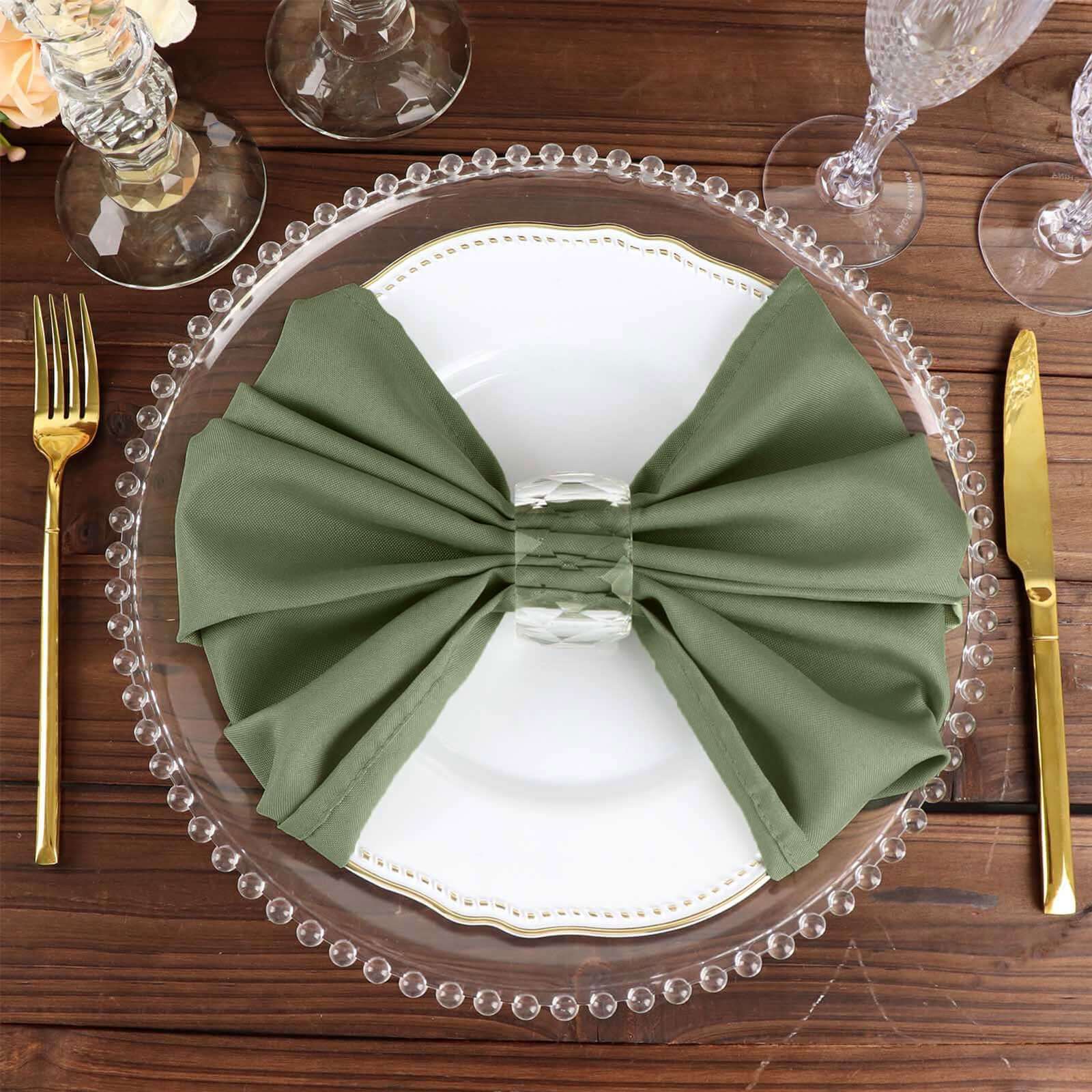 5 Pack Polyester 20"x20" Napkins Dusty Sage Green - Wrinkle Resistant & Easy Care Cloth Napkins