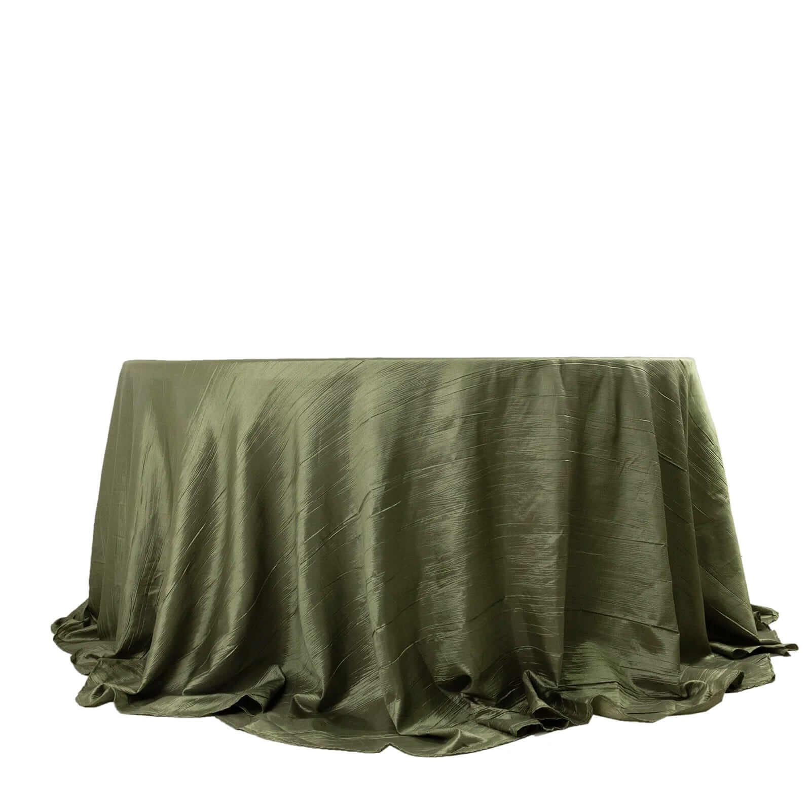 Taffeta 132" Round Tablecloth Dusty Sage Green - Seamless Accordion Crinkle Table Cover
