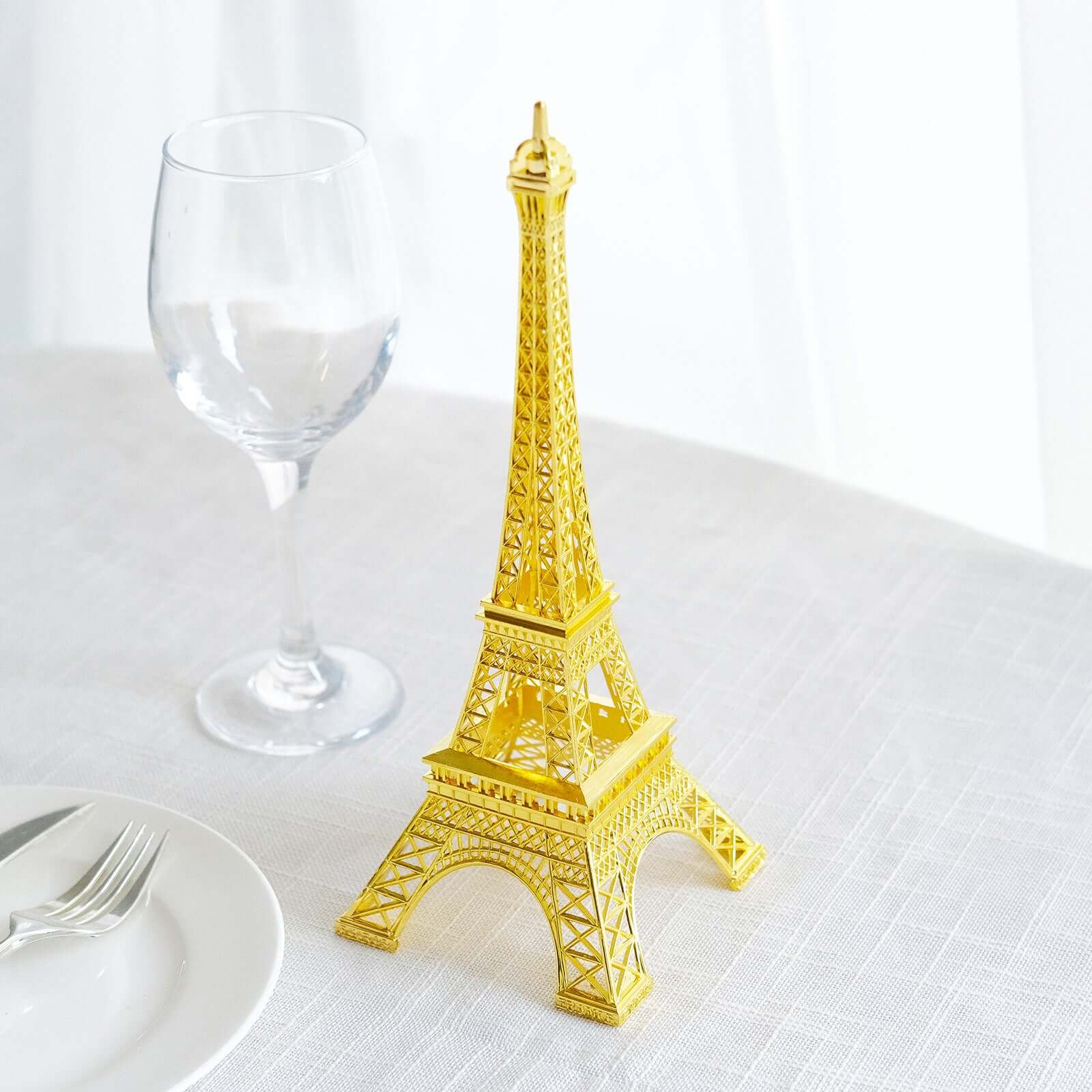 Eiffel Tower Table Centerpiece Metal Gold - Stylish Decorative Cake Topper for Parties & Gatherings 10"