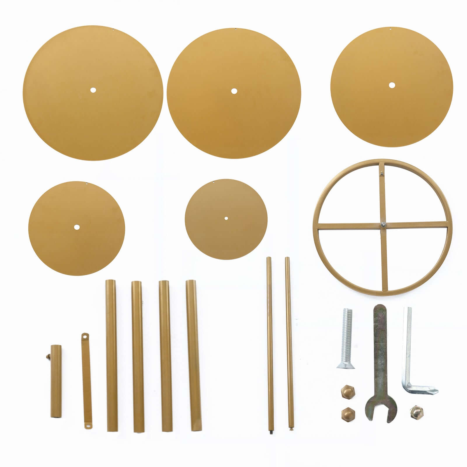 5 Tier Champagne Tower Stand Gold Metal Round Dessert Display Cupcake Holder - Sturdy Event Centerpiece 4.5ft Tall