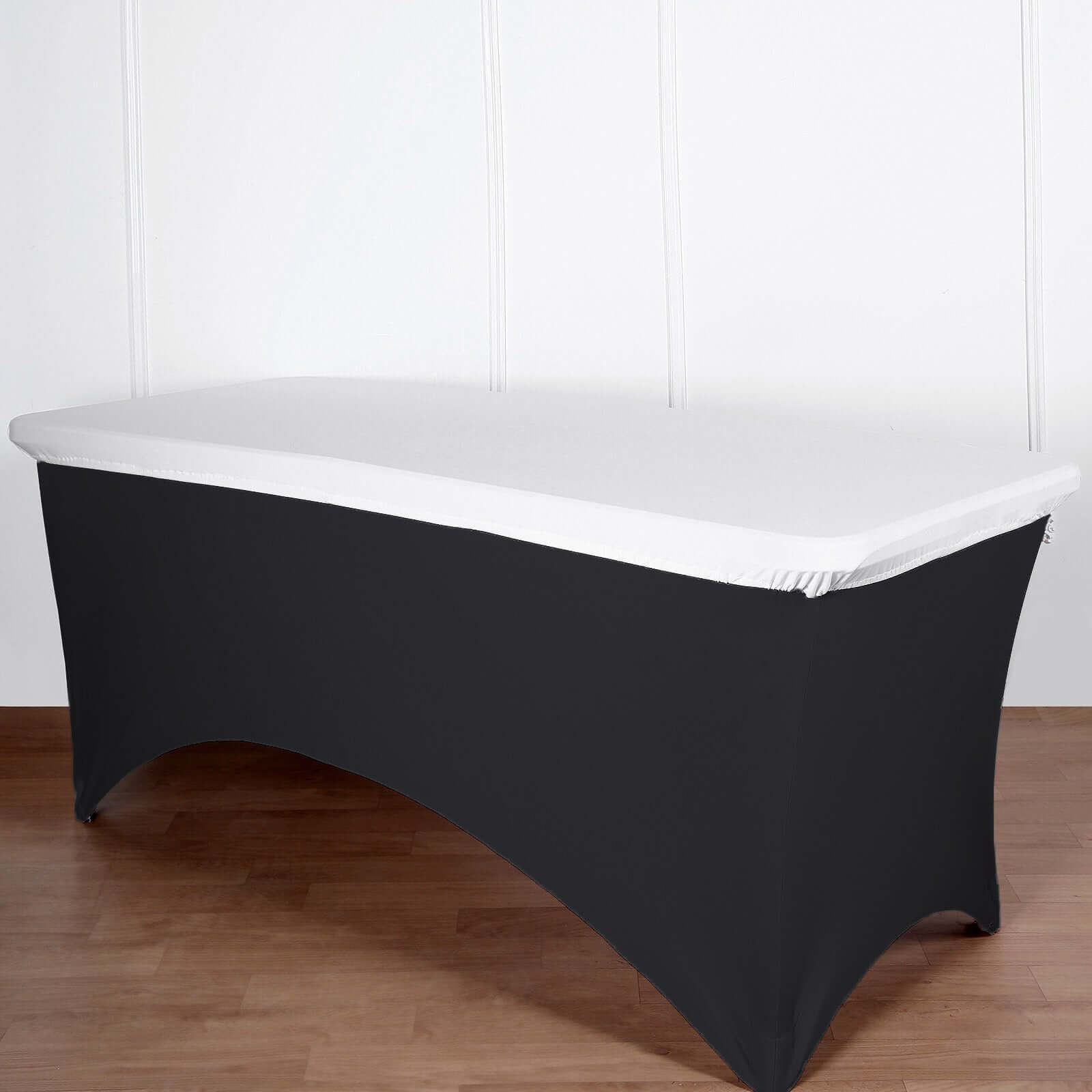 Spandex Rectangle 96"x30" Tablecloth Top Cover White - Stretchy, Wrinkle Free & Fitted Table Topper