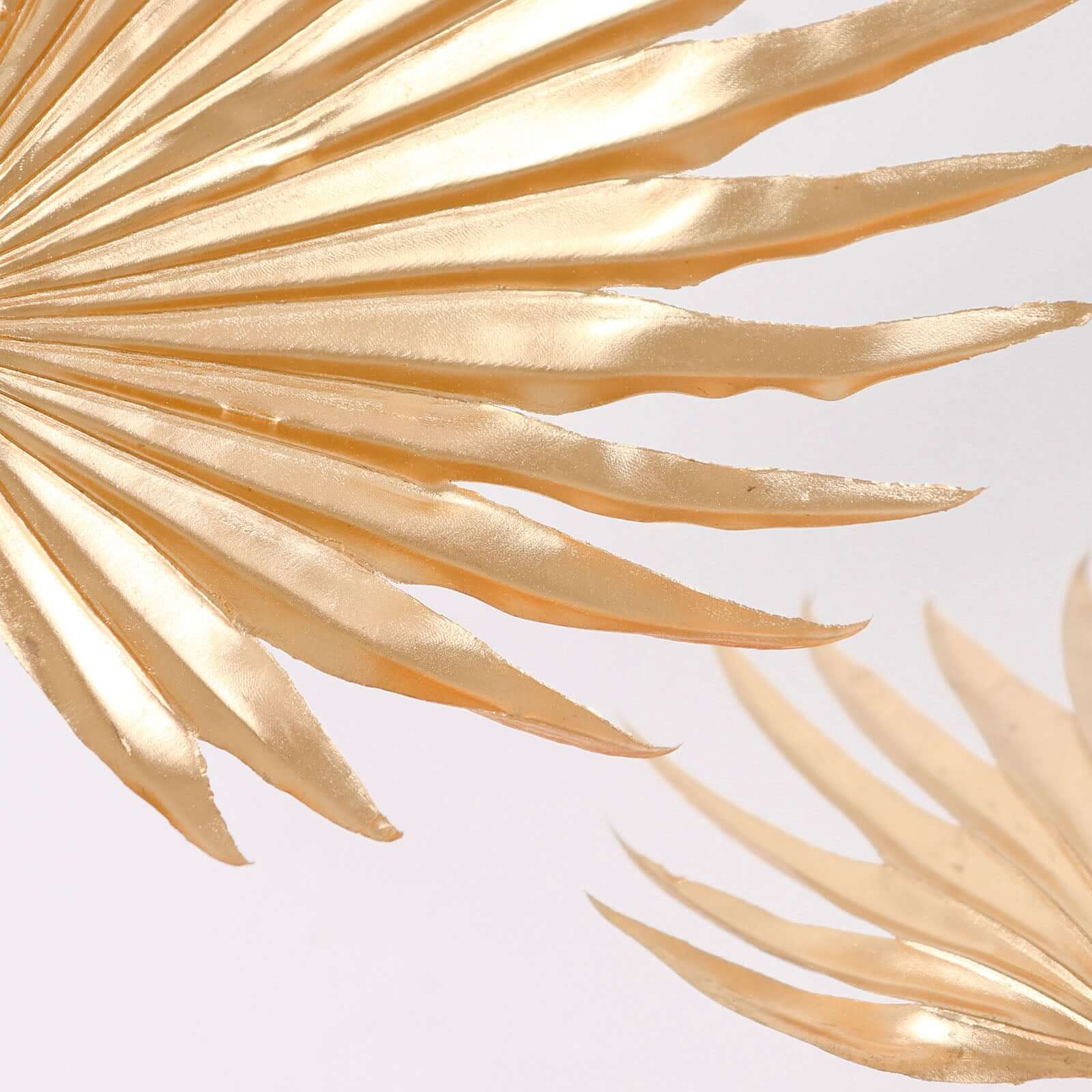 2-Pack Artificial Palm Leaf Stems Metallic Gold - Glam Tropical Faux Plant Vase Filler Floral Backdrop Table Decor 34"