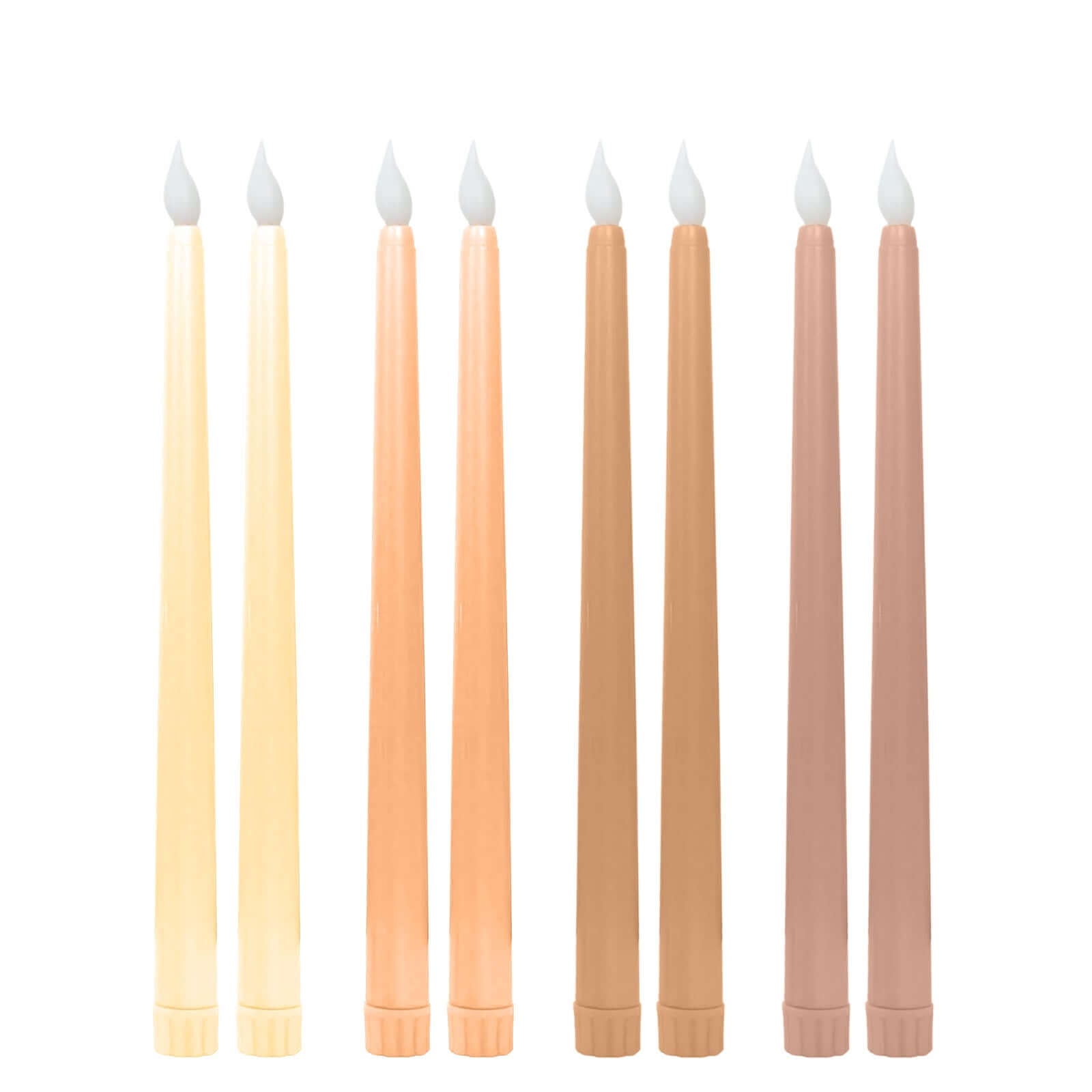 8-Pack LED Flickering Lighting Mixed Natural - Flameless Battery Operated Taper Candles 11"