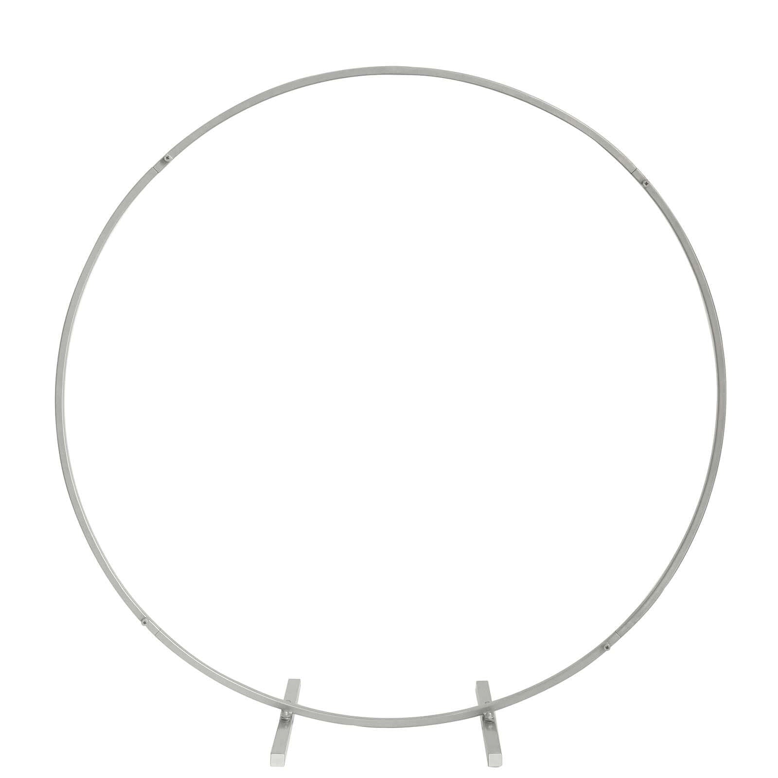 Round Wedding Hoop Table Centerpiece Metal Silver - Self-Standing Floral Wreath Frame for Events 36"