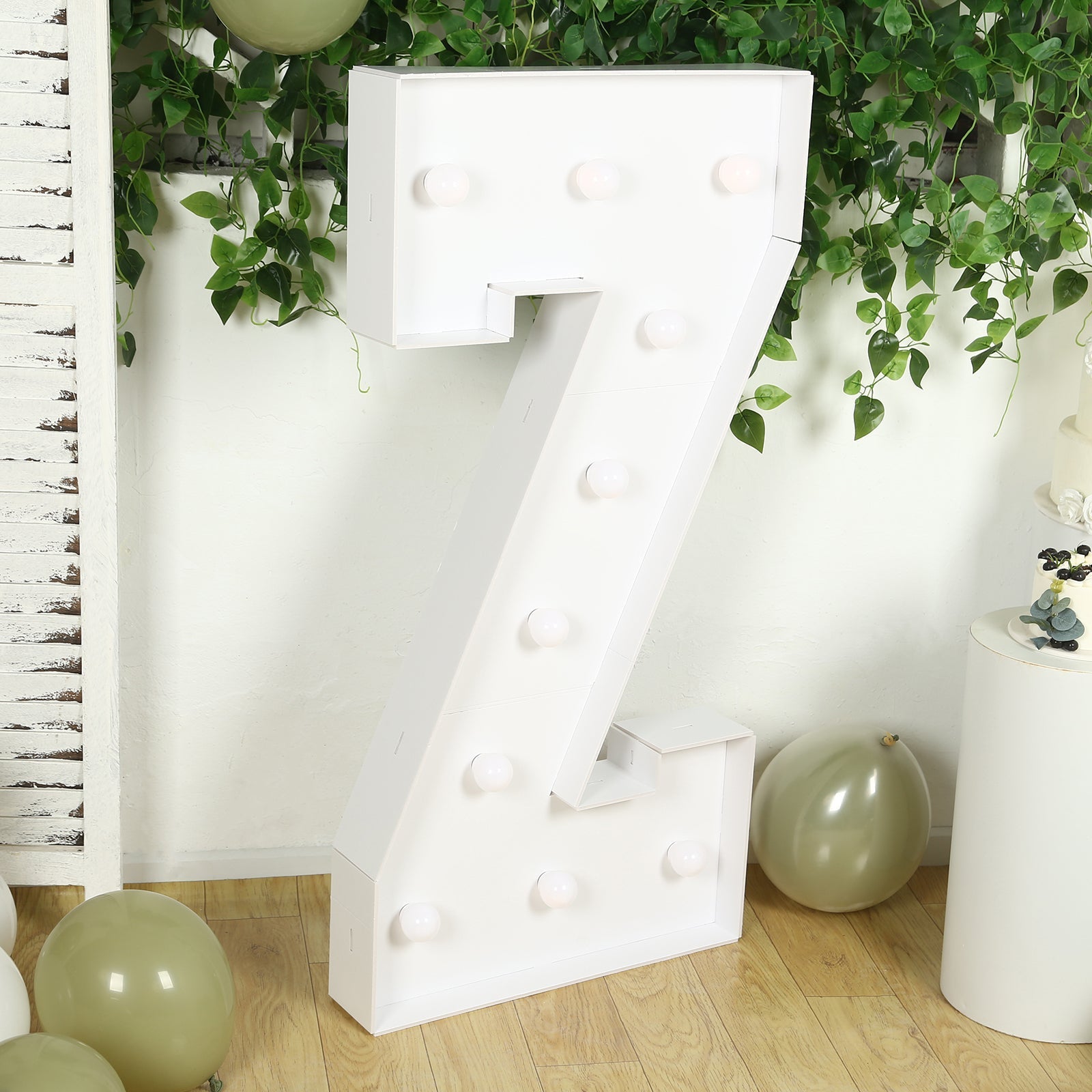 Giant LED Marquee Light Up Letter "Z", White 4ft Pre-Cut Foam Board with 10 Warm White Battery Operated LEDs, Glue Gun and Sticks