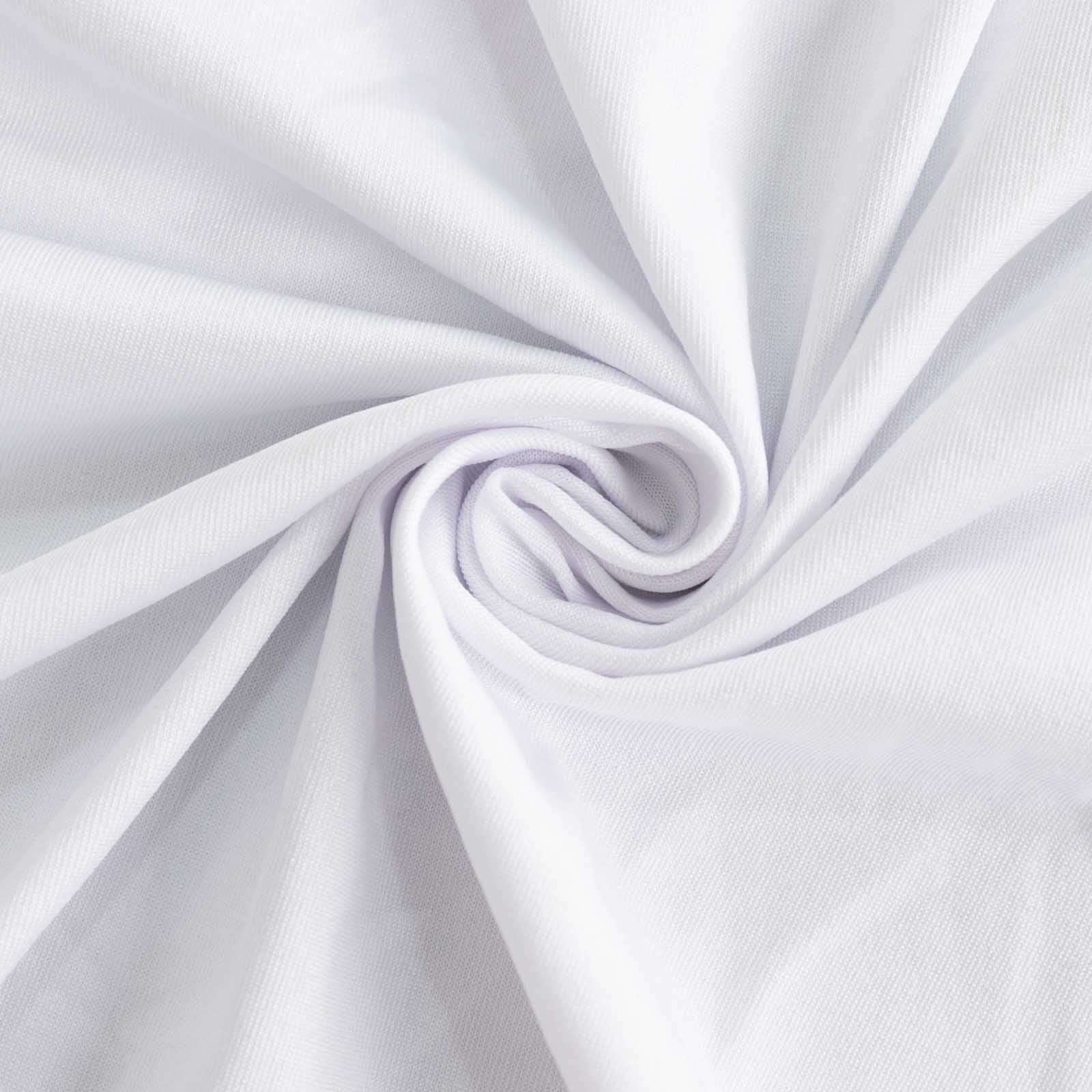 Stretch Spandex 6ft Round Tablecloth White - Durable Form-Fitting Table Cover for Events & Presentations