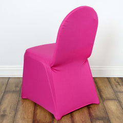 Spandex Chair Cover for Banquet Chairs Fuchsia - Stretch 160GSM Fabric with Slip-On Slipcover