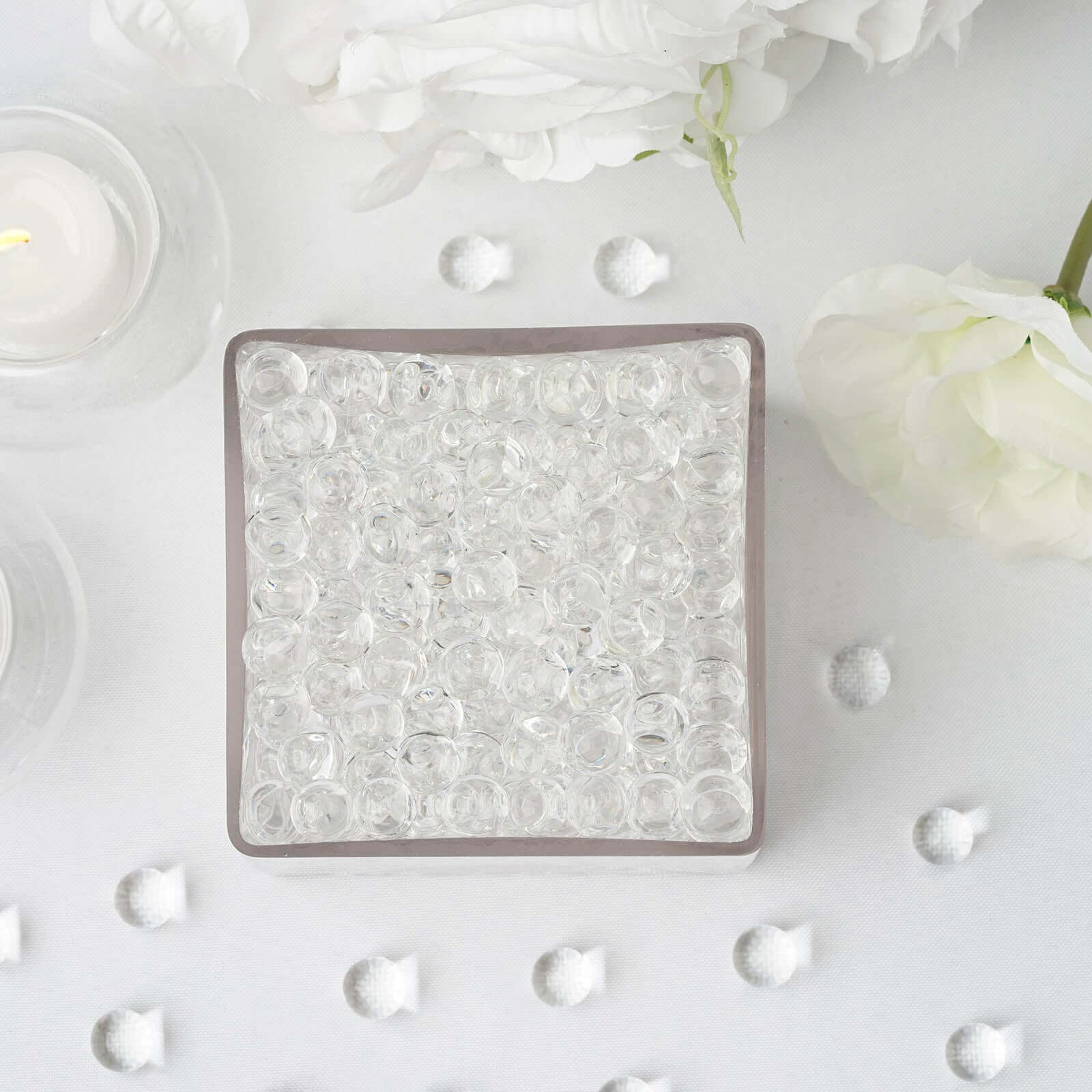 200-250 Pcs Water Gel Beads Vase Filler Clear - Small Nontoxic Jelly Balls for Floating Candles & Floral Displays