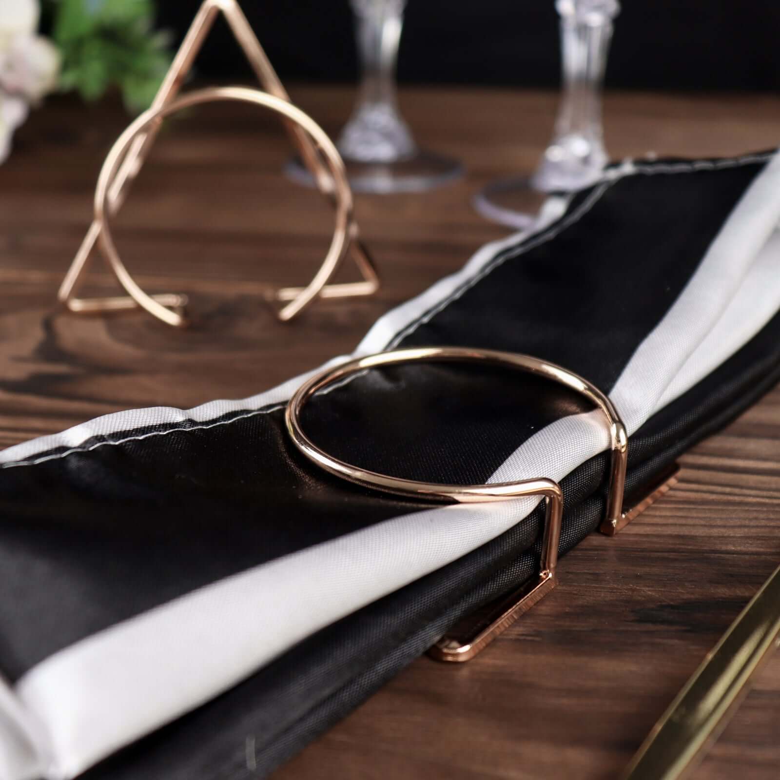 4 Pack Gold Geometric Metal Napkin Rings, Modern Nordic Napkin Holder Stands