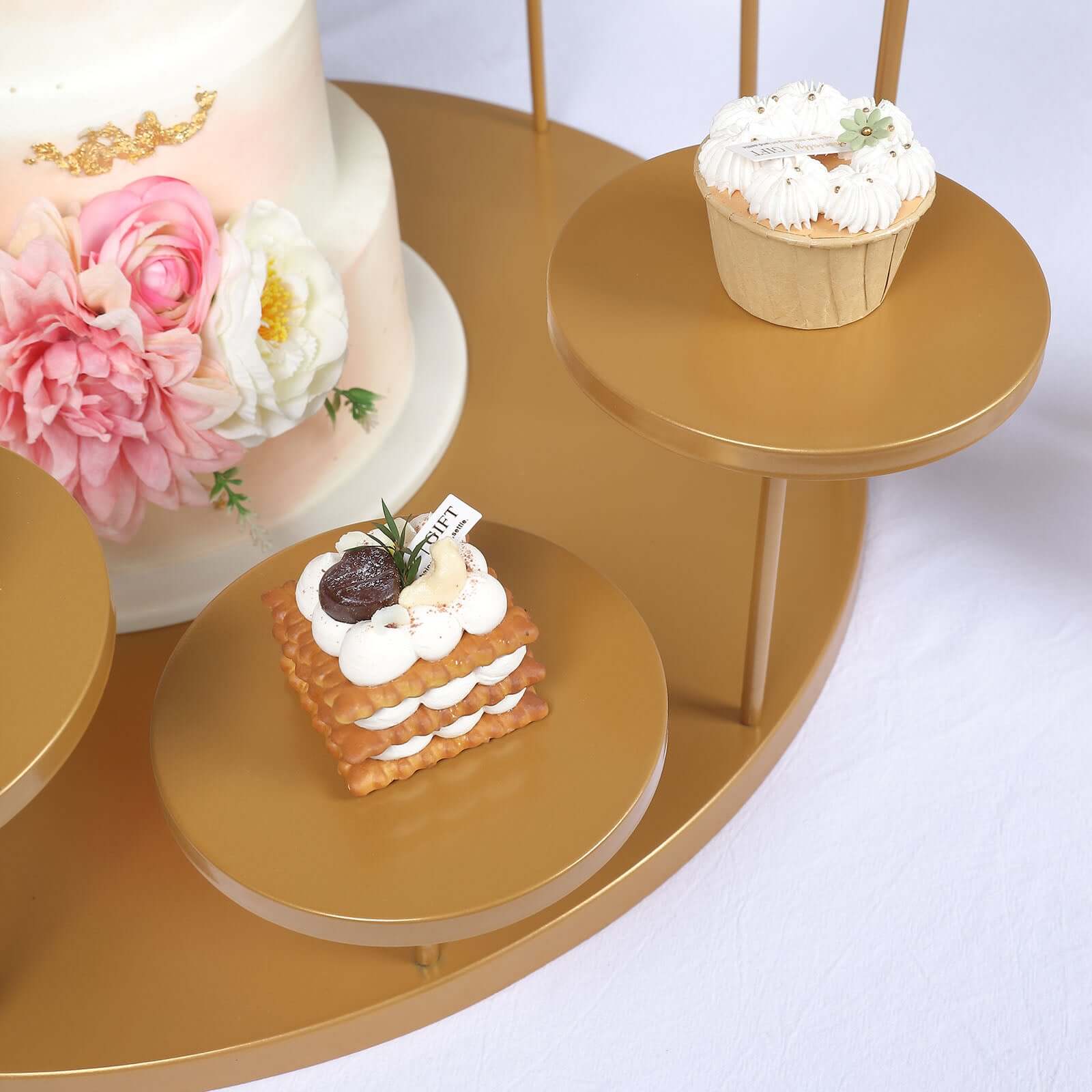 Metal Cake Stand with 12-Arm Tiered Cupcake Holders Gold - Layered Dessert Display Tower Centerpiece for Luxurious Weddings Gala Events & Dessert Buffets 29"