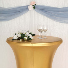 Metallic Spandex 30" Fitted Round Cocktail Table Cover Gold Highboy Tablecloth - Stretch Fit & Water-Resistant for Stylish Decor