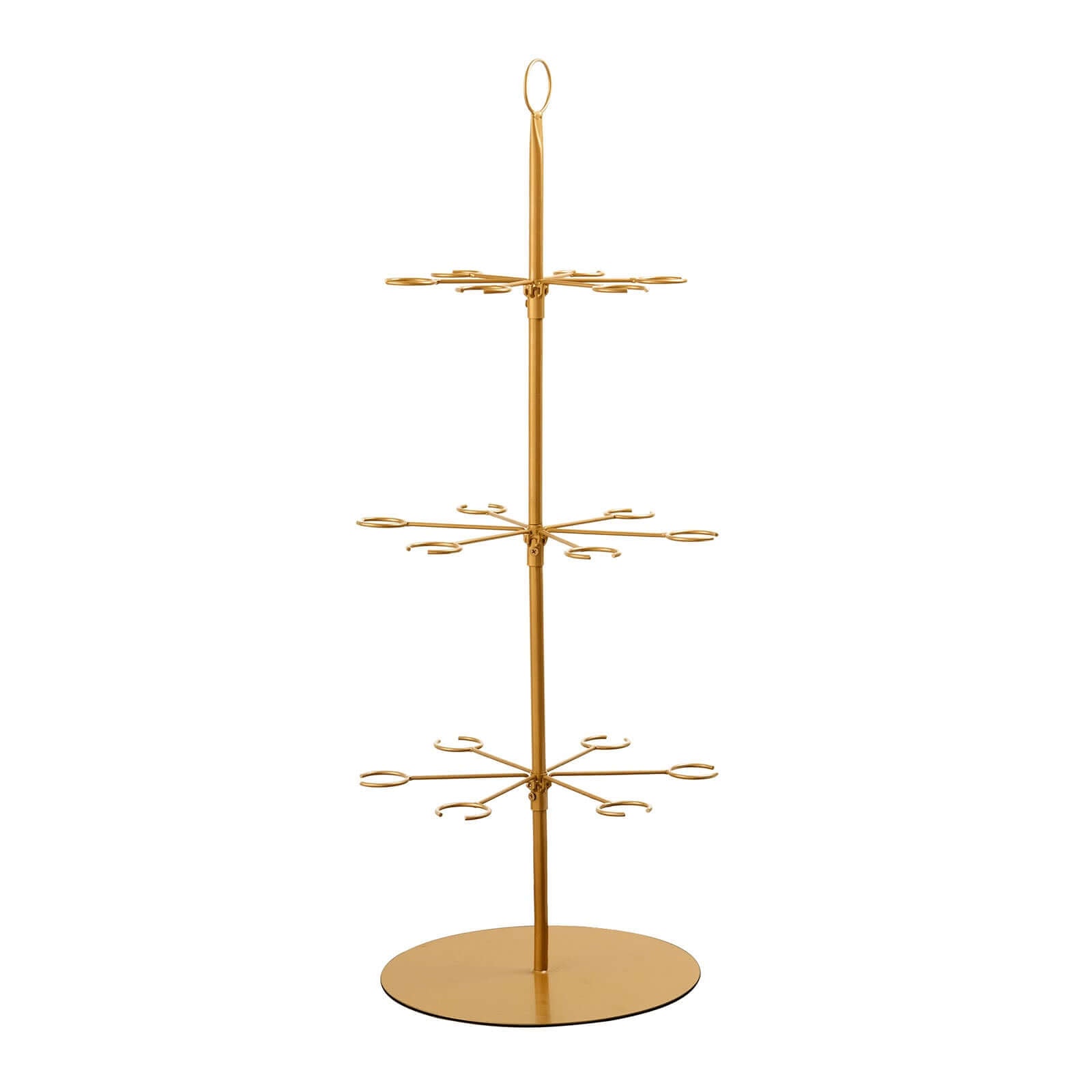 3-Tier Champagne Glass Holder Tower Gold - Modern Metal Flute Display Rack Cocktail Tree Stand for Professional & Home Use 33"
