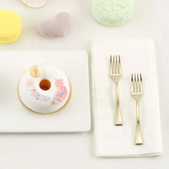 24-Pack Plastic Mini Dessert Forks Gold - Heavy Duty Disposable Appetizer Forks 4"