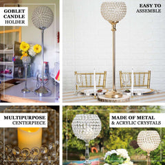 Acrylic Votive Candle Holder Crystal Goblet Design Gold - Table Centerpiece for Weddings 37"