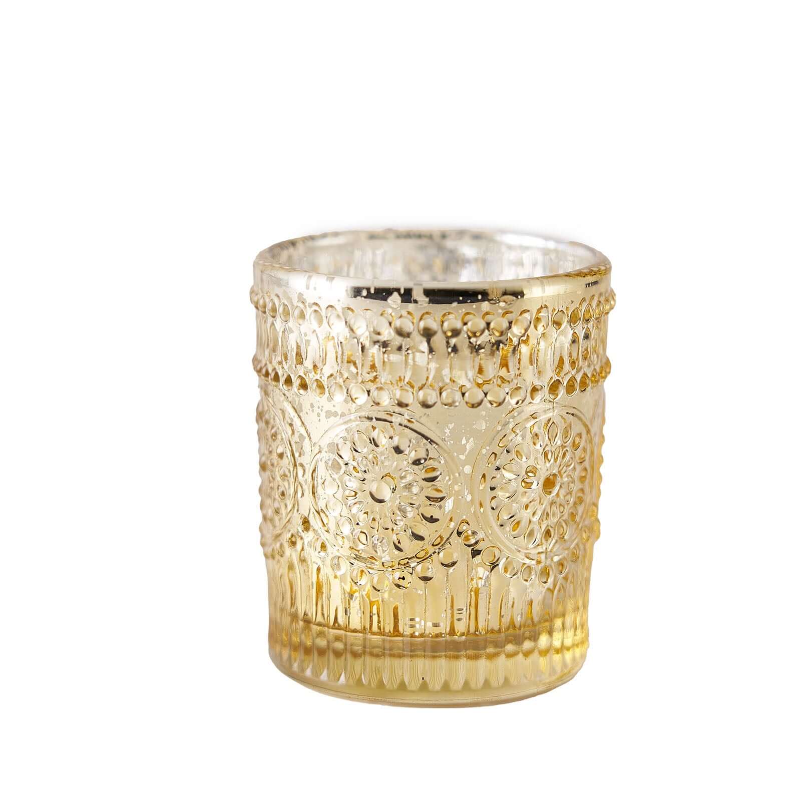 6-Pack Gold Glass Votive Tealight Holders - Stylish Primrose Design for Weddings & Décor