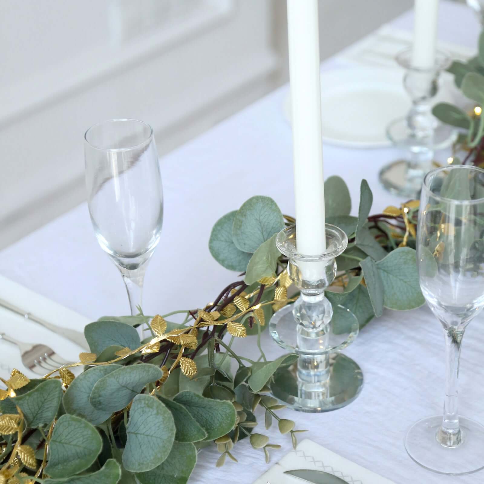 40 LED Garland String Lights Rose Leaf Design Metallic Gold Warm White - Battery Operated Hanging Décor 15ft